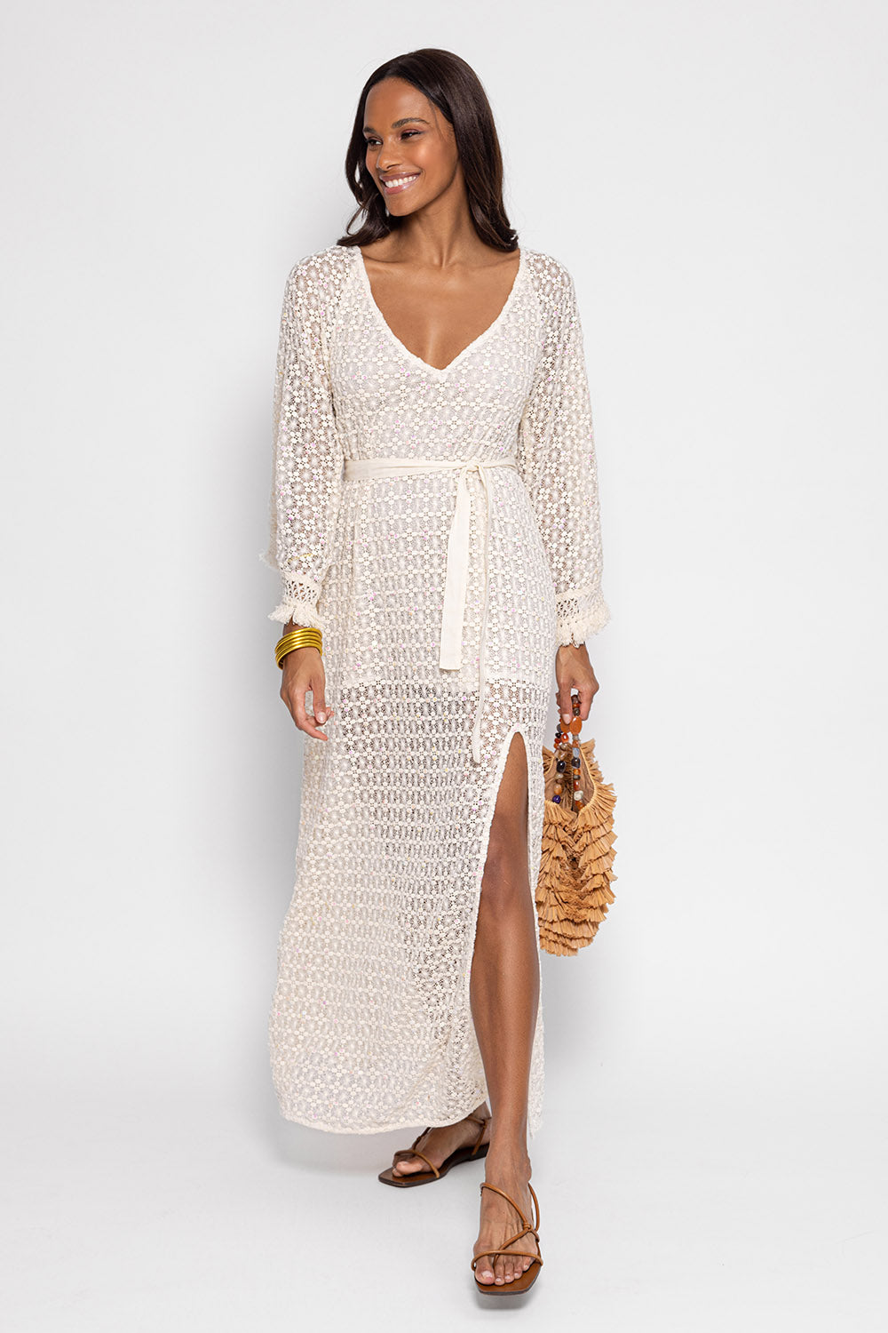 ROSE LONG DRESS CROCHET OFF WHITE