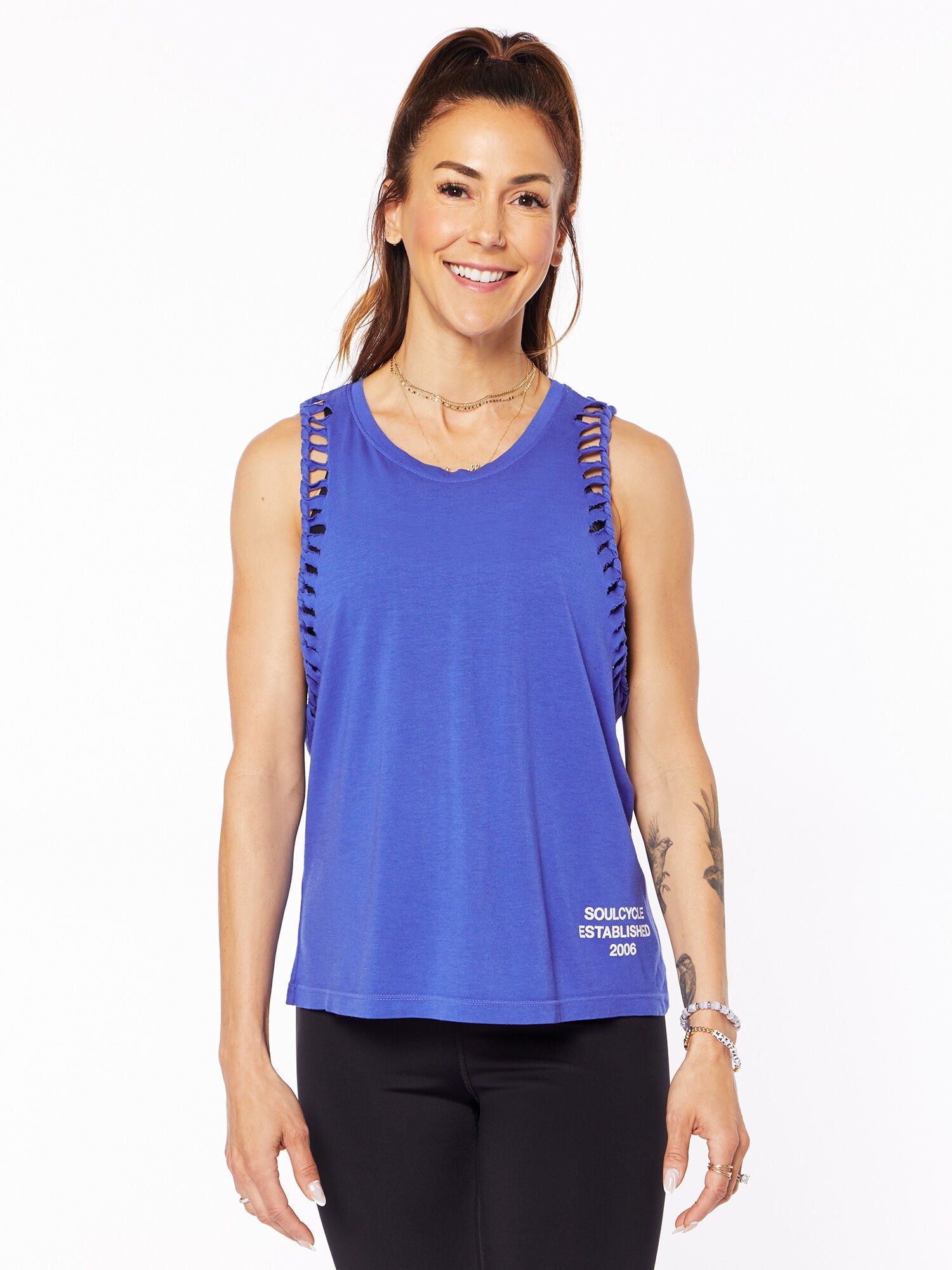 Alexa Braid Strap Tank Blue | Soul by SoulCycle