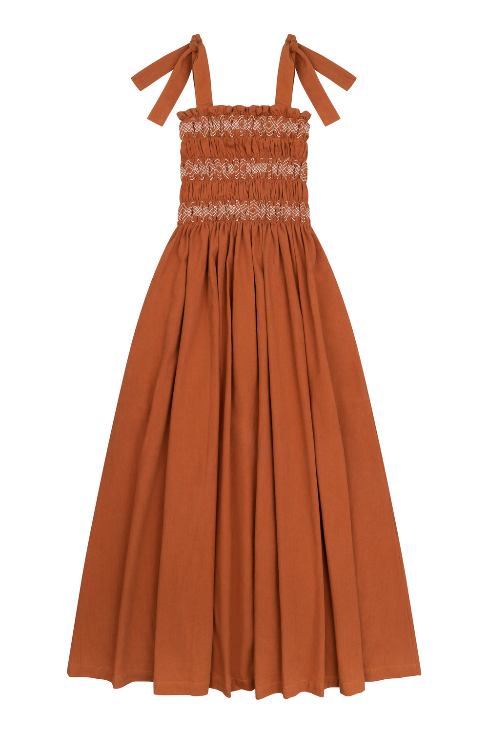 Sally Tie Bandeau Dress in Caramel