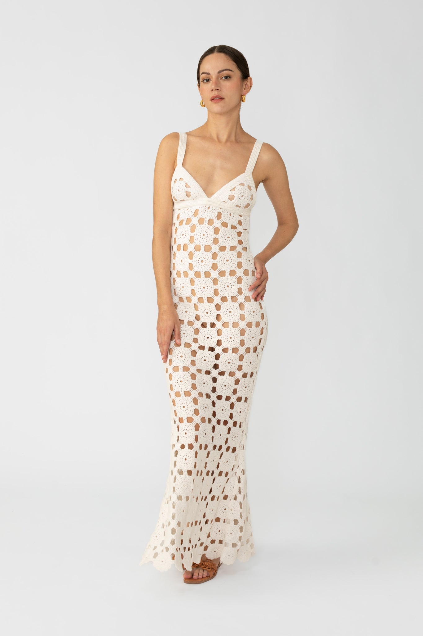 Mila Crochet Dress - White