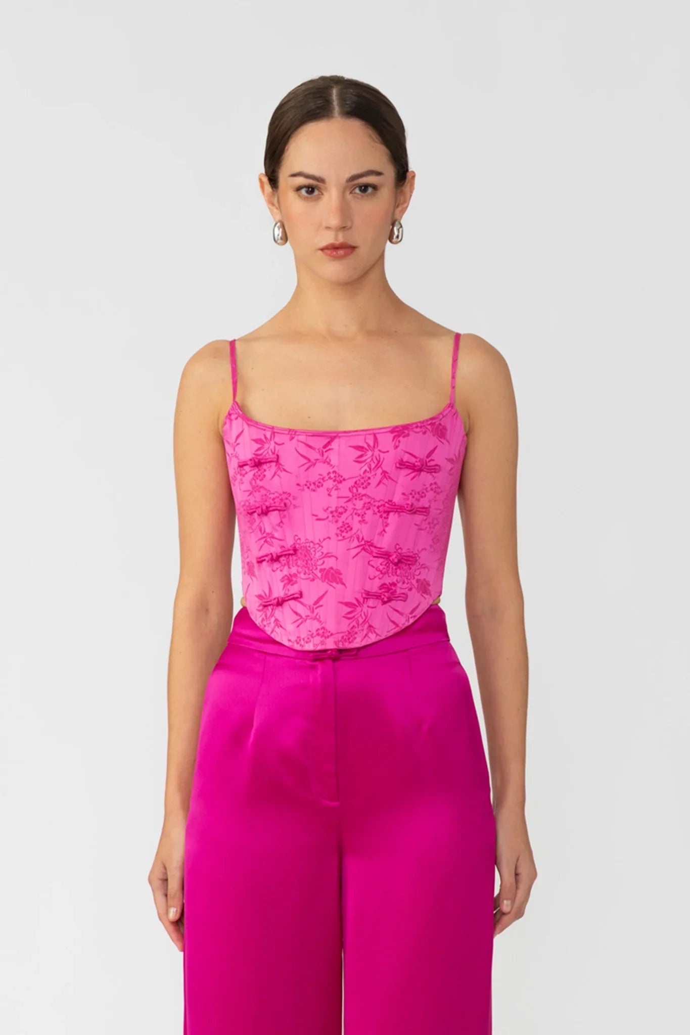 Nadia Corset Top - Magenta Pink