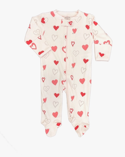 Zipper Footie Hearts