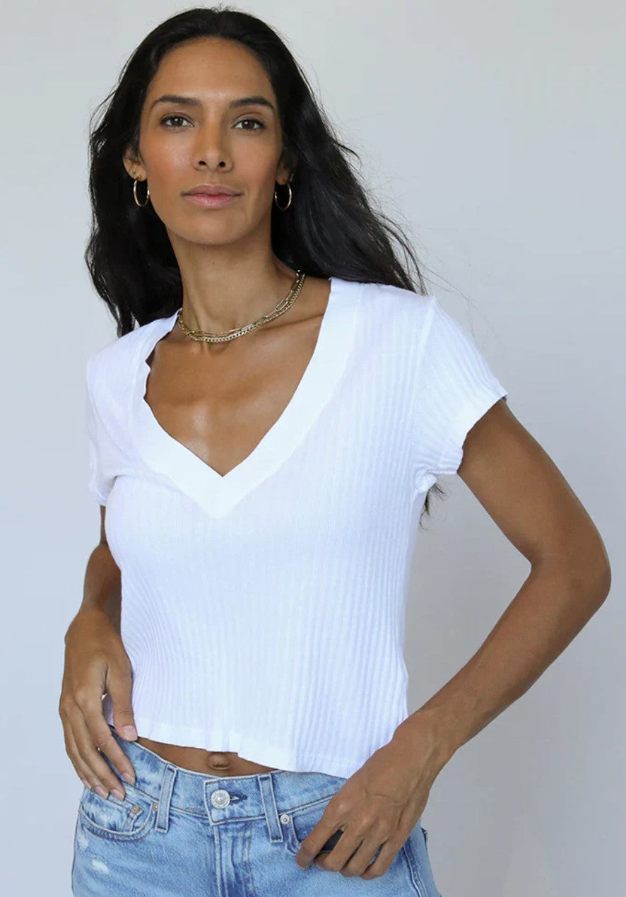T133 -  Bobby - Variegated Rib V Neck Tee