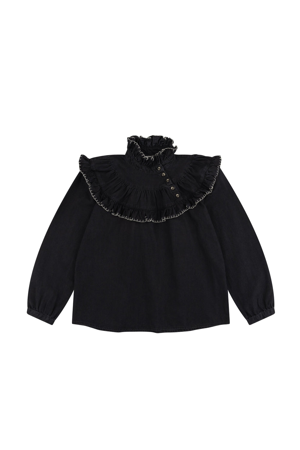 Victoria Blouse in Black Denim