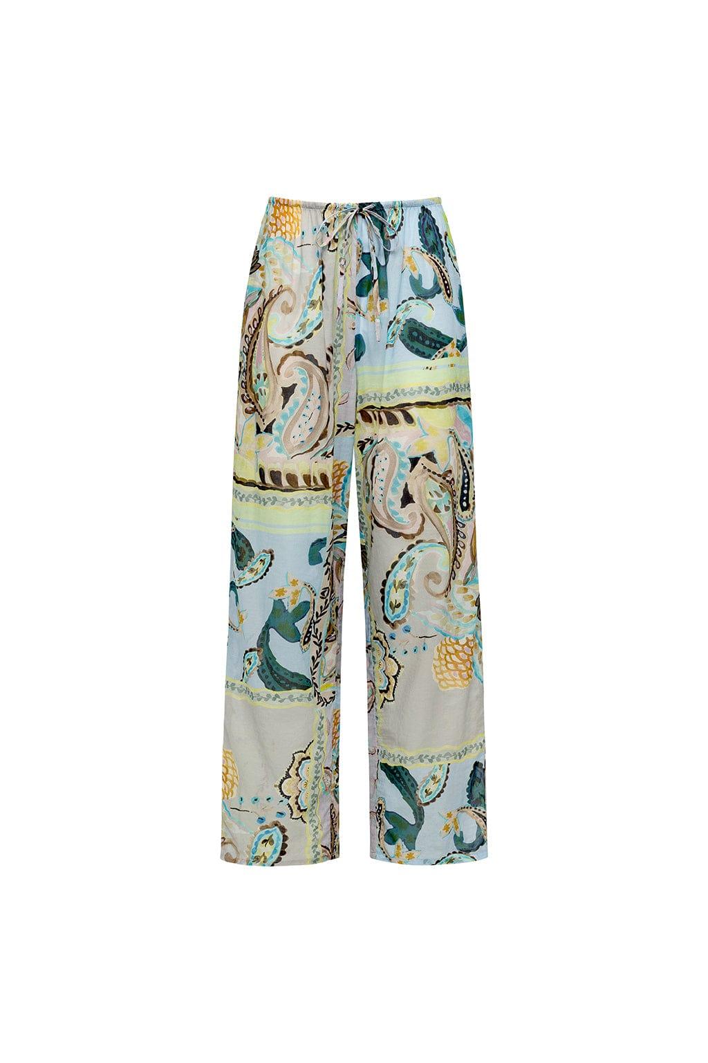 St. Barths Floral Drawstring Wide-Leg Pant