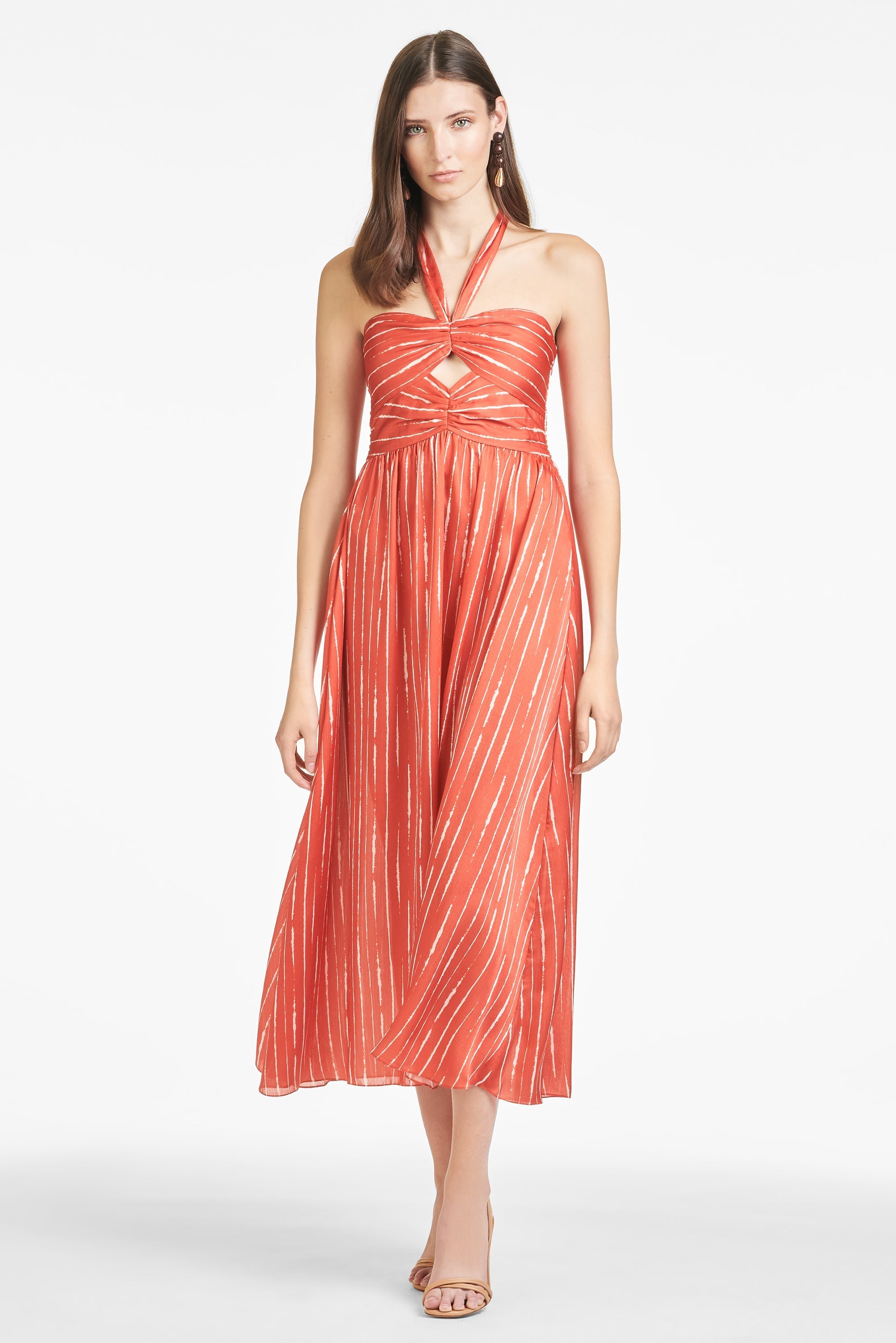 Reid Dress - Striped Orange Shibori - Final Sale