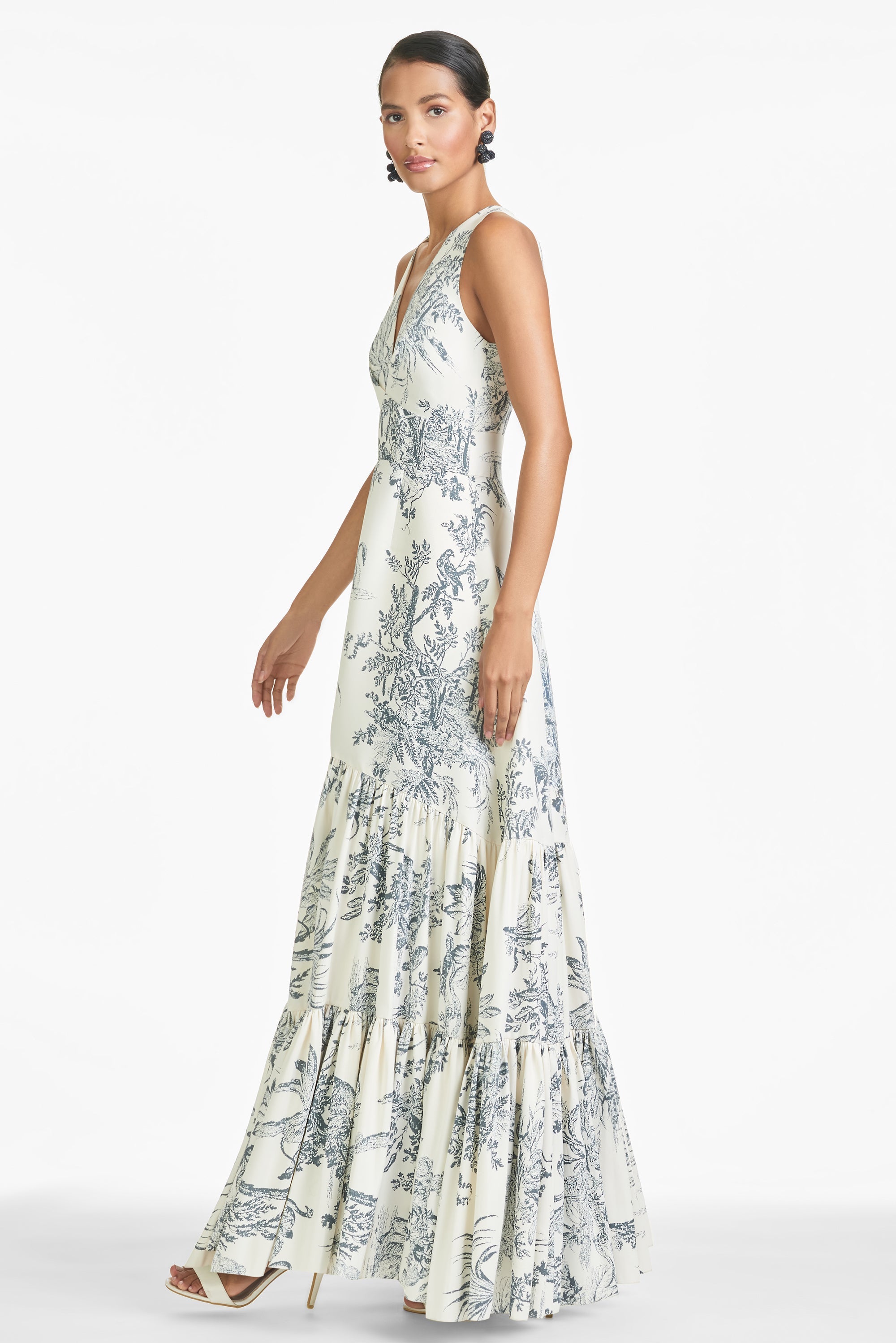 Rori Gown - Grey/Ivory Toile Print - Final Sale