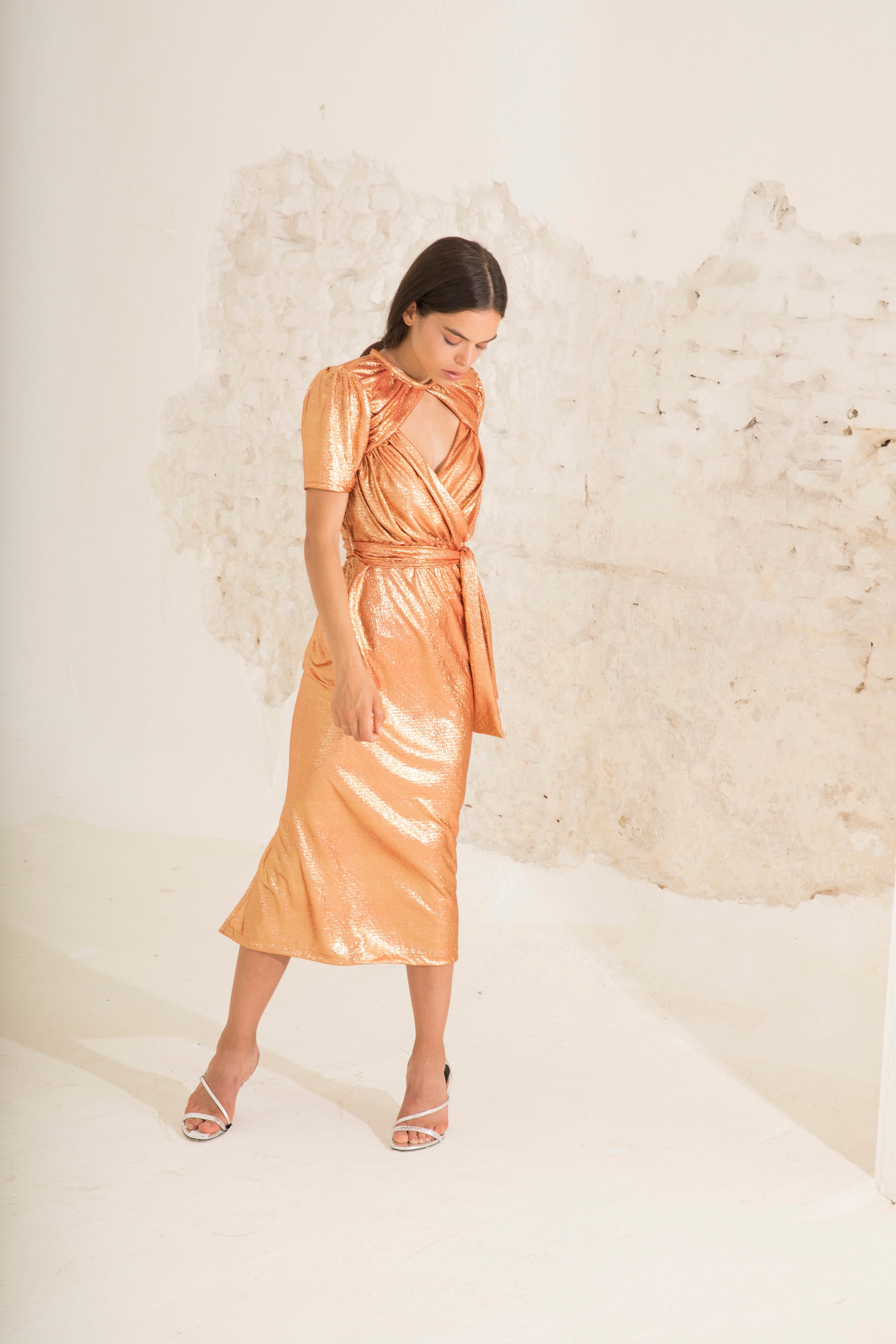 Hydra Satin Dress | Metallic