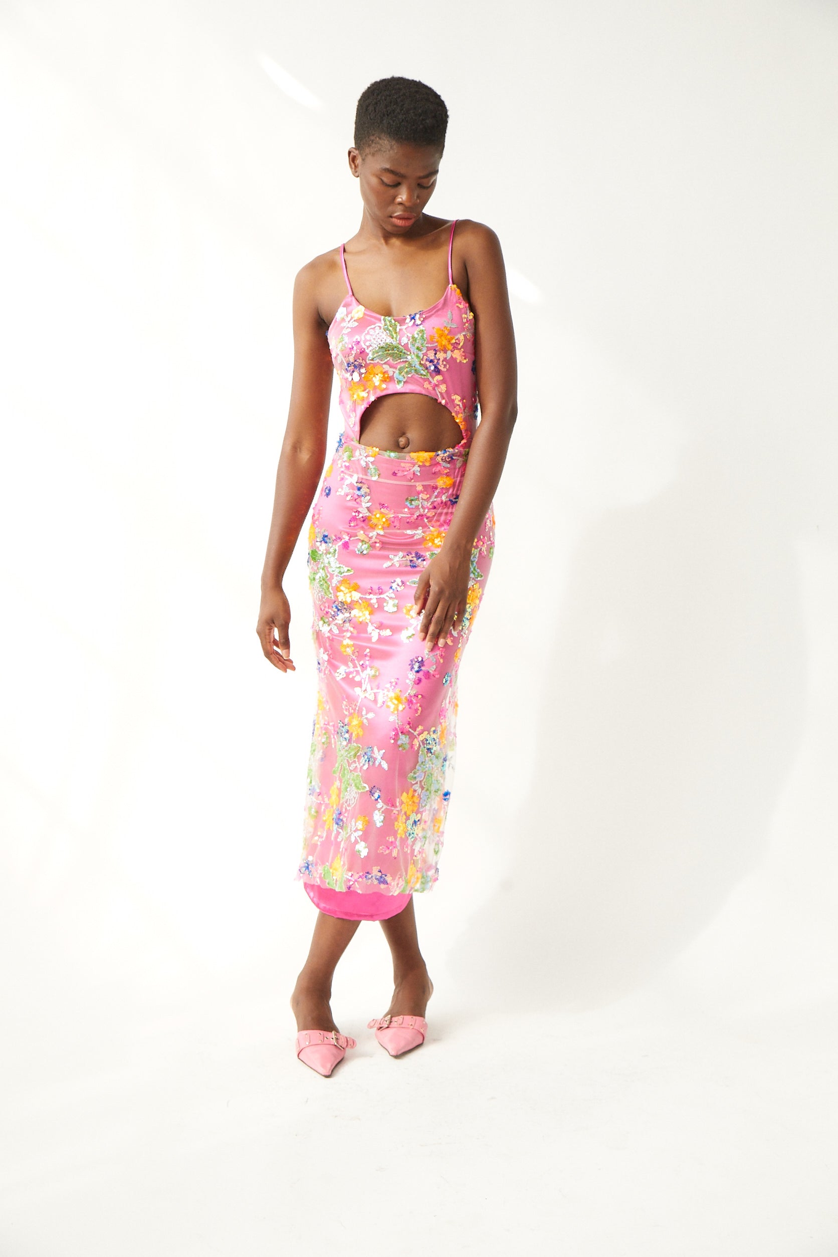 Brigid  Dress | Pink Lentejuelas