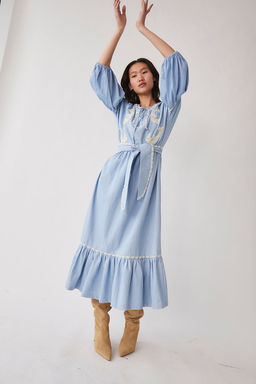 Lesly  Denim Maxi Dress | Denim