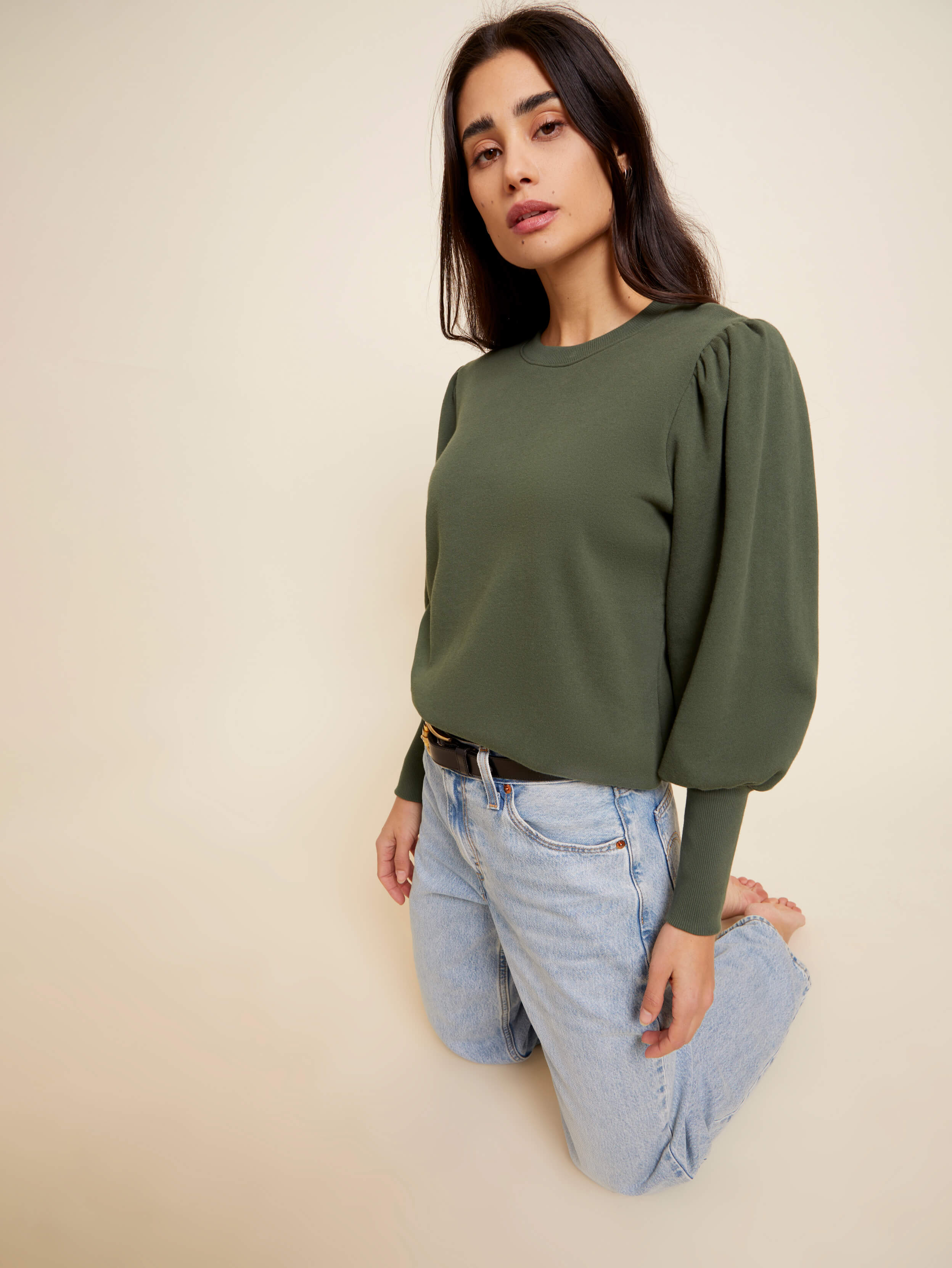 NATION LTD Taylor Exaggerated Cuff Sweatshirt