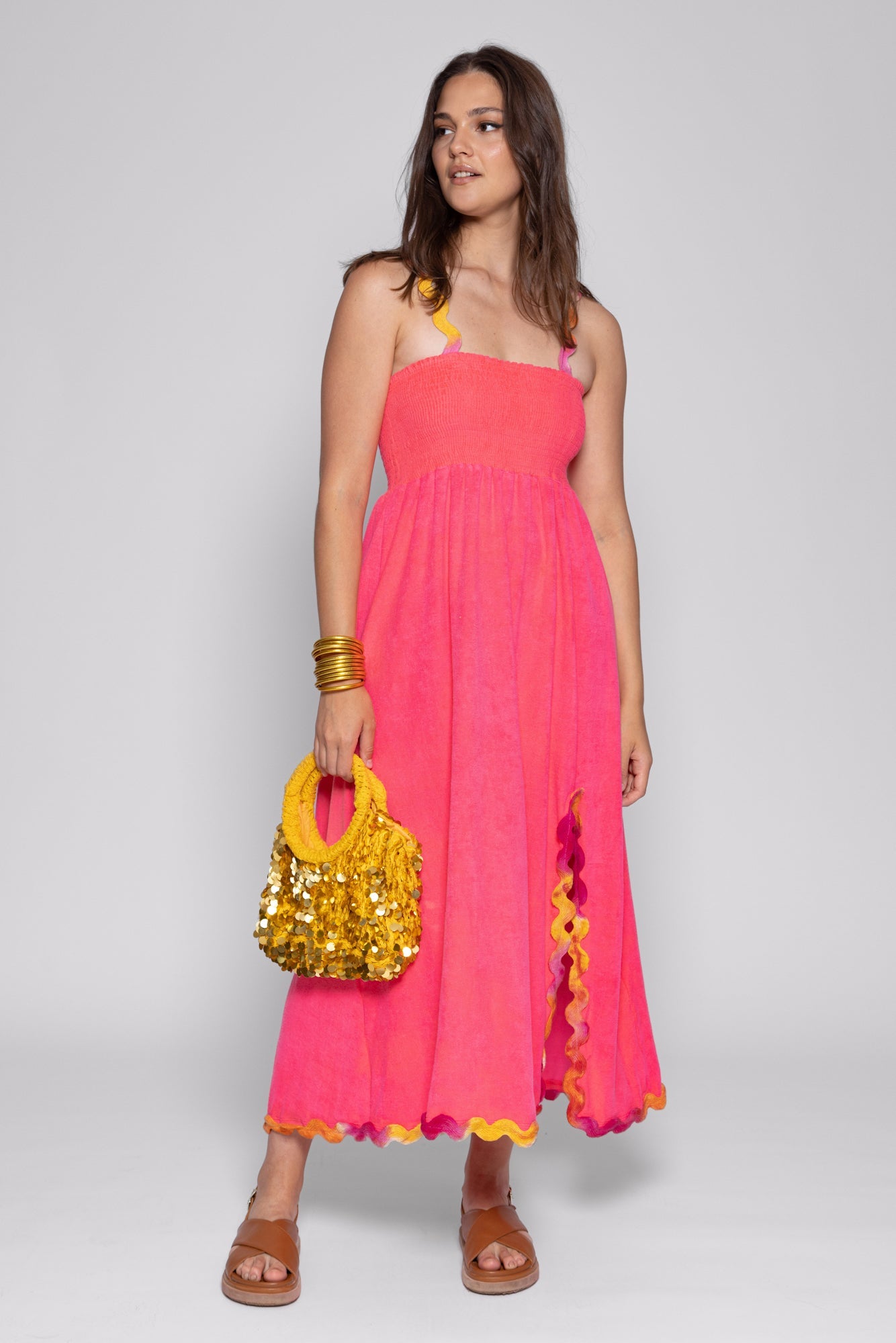 TINA LONG DRESS TERRY FUCHSIA