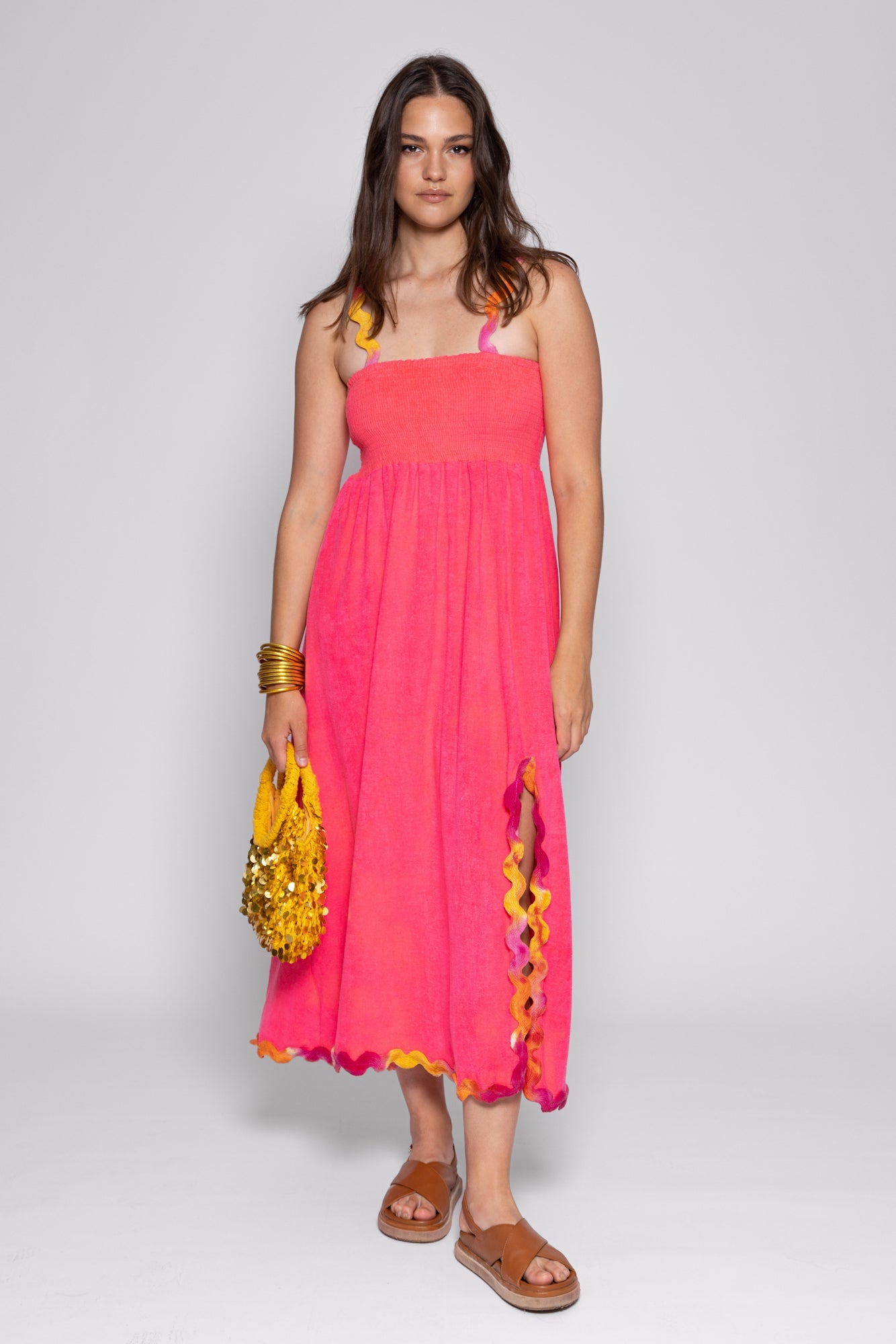 TINA LONG DRESS TERRY FUCHSIA