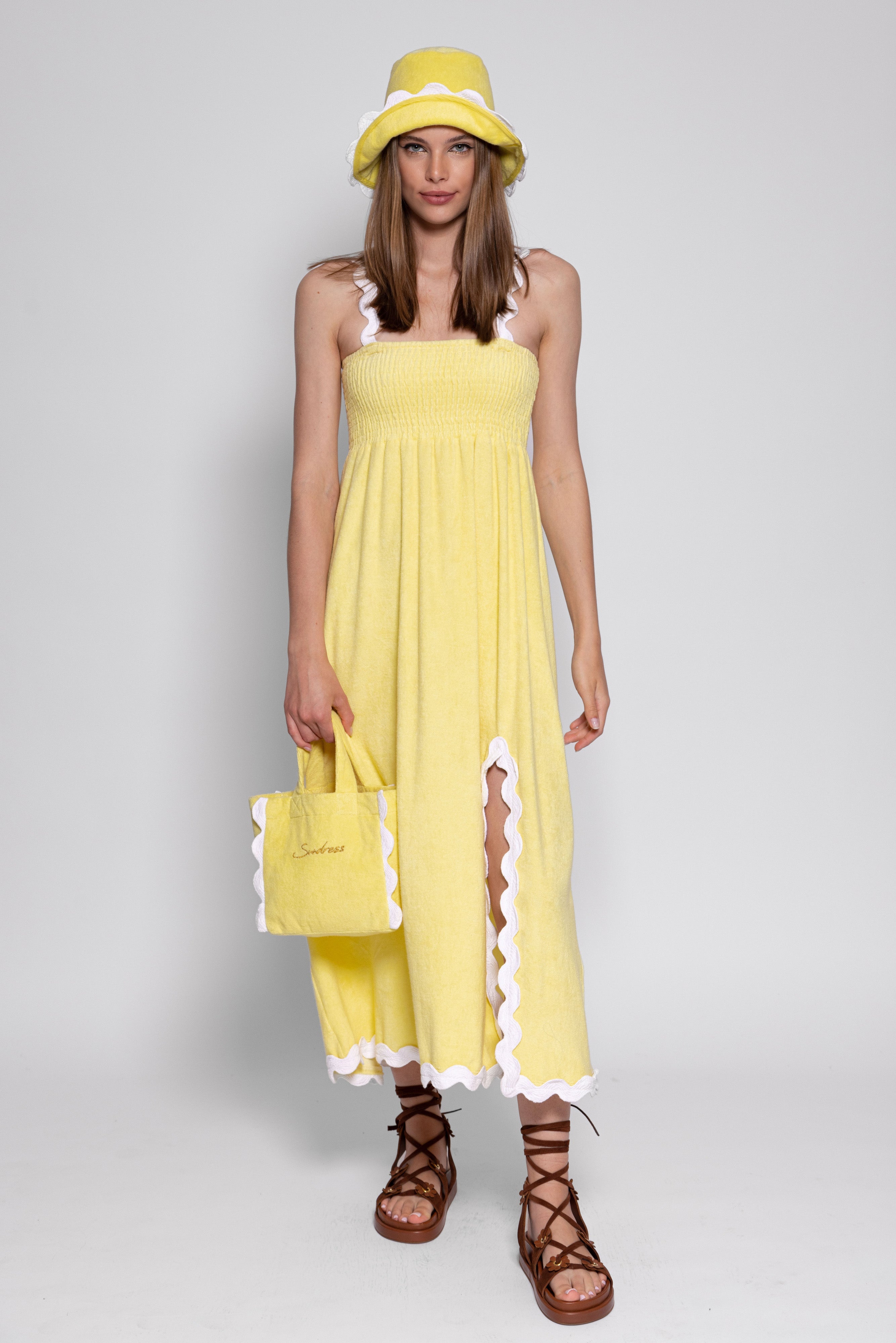 TINA LONG DRESS TERRY LEMON