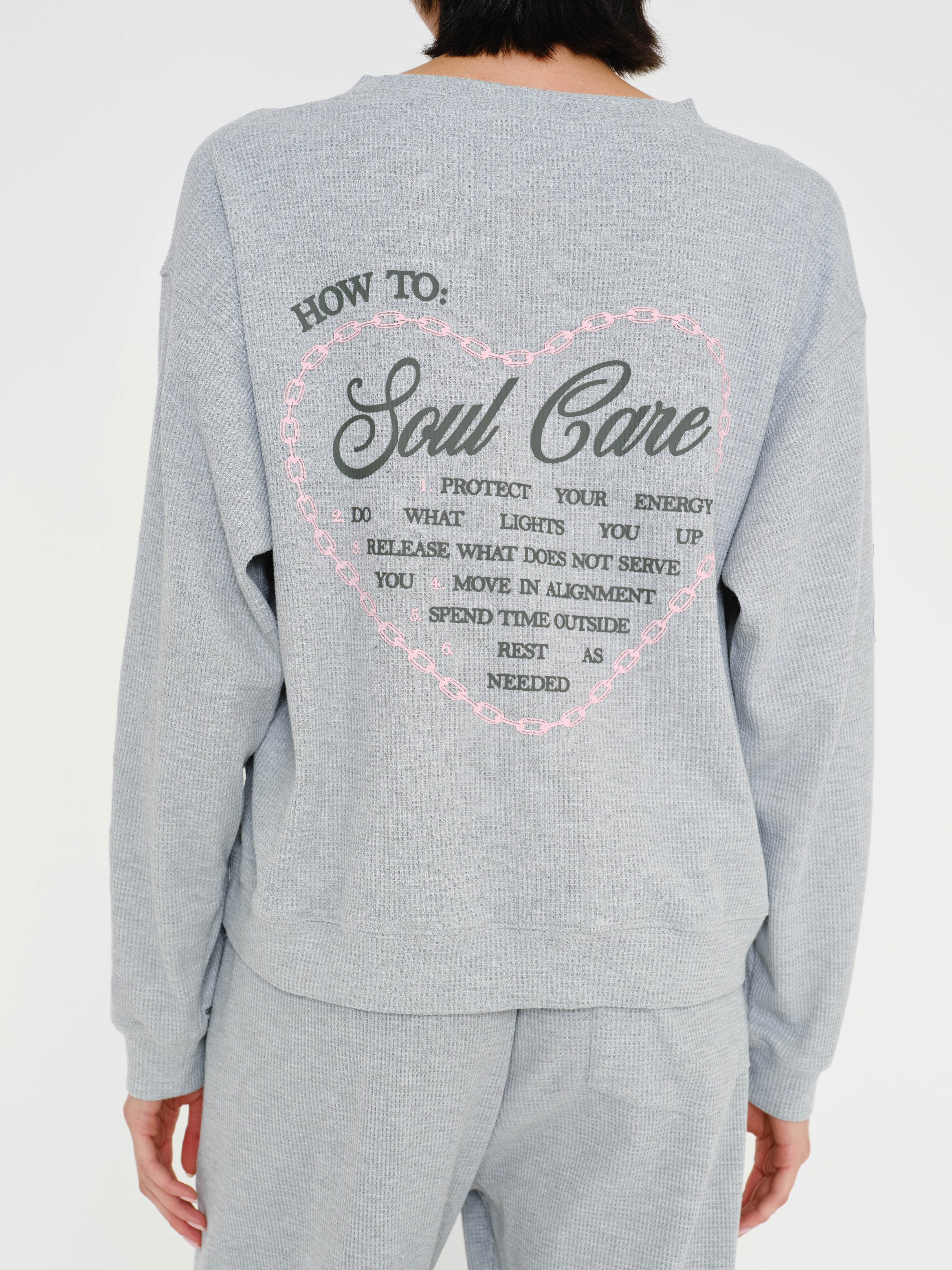 Soul Grey Relaxed Waffle Crewneck