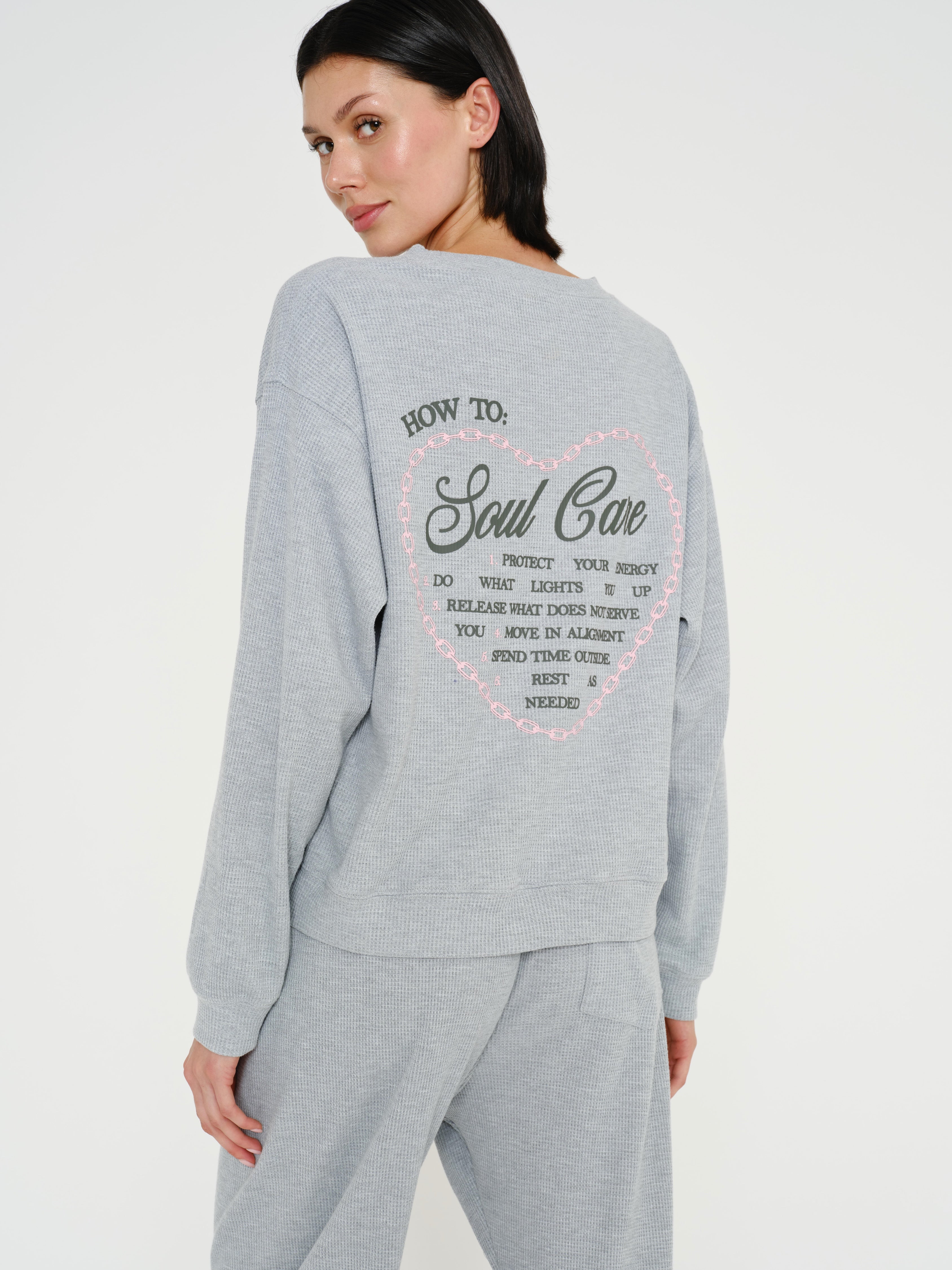 Soul Grey Relaxed Waffle Crewneck