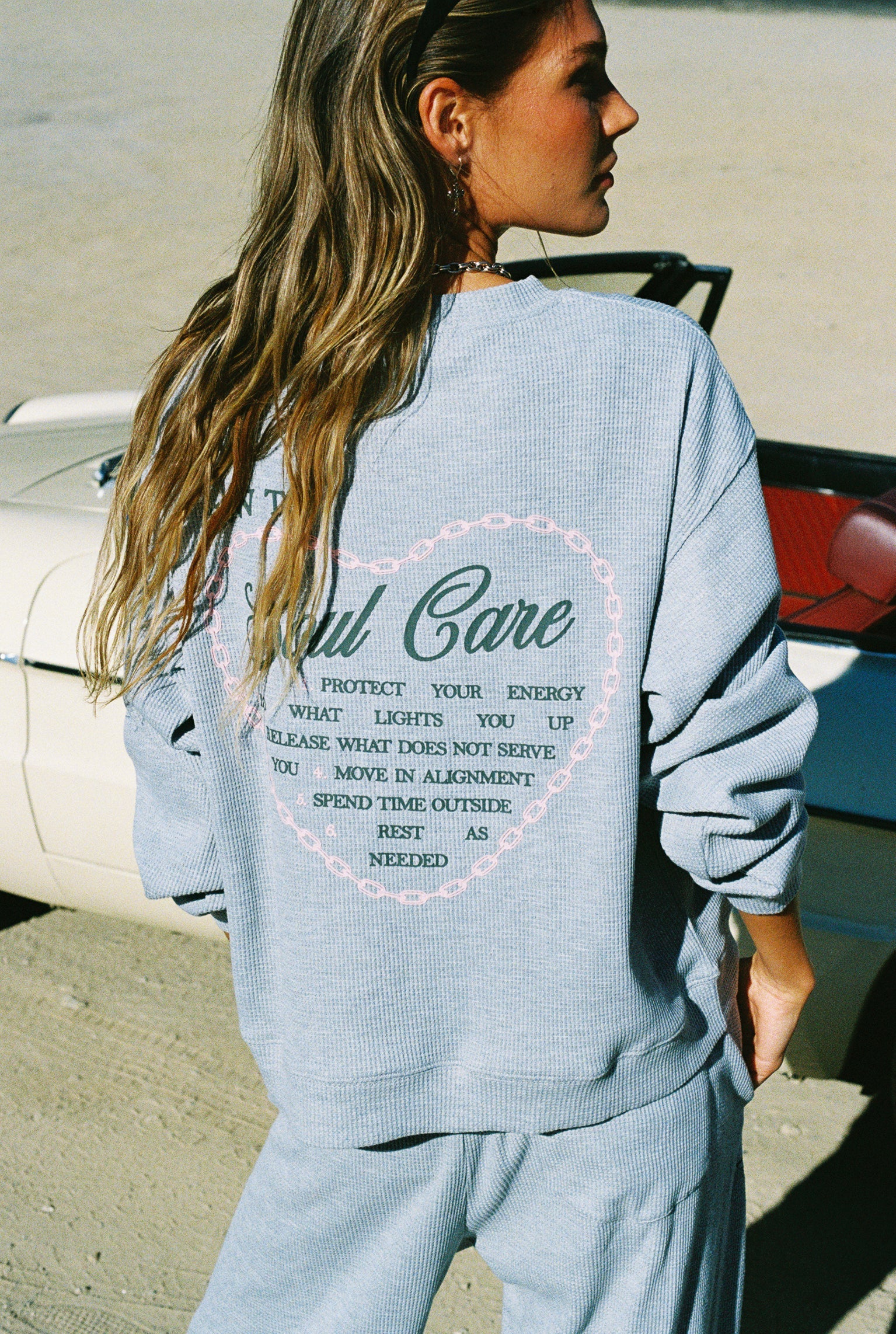 Soul Grey Relaxed Waffle Crewneck