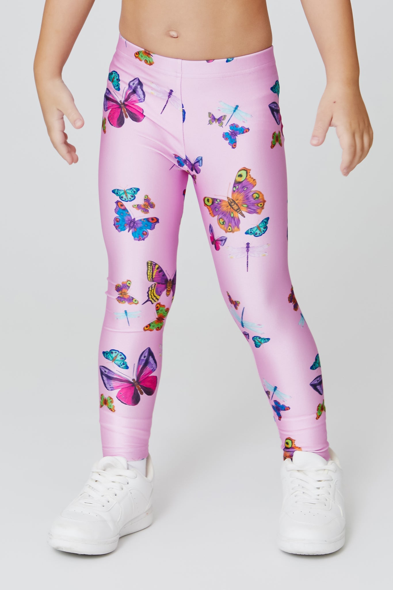 Girls Leggings in Pink Neon Butterflies