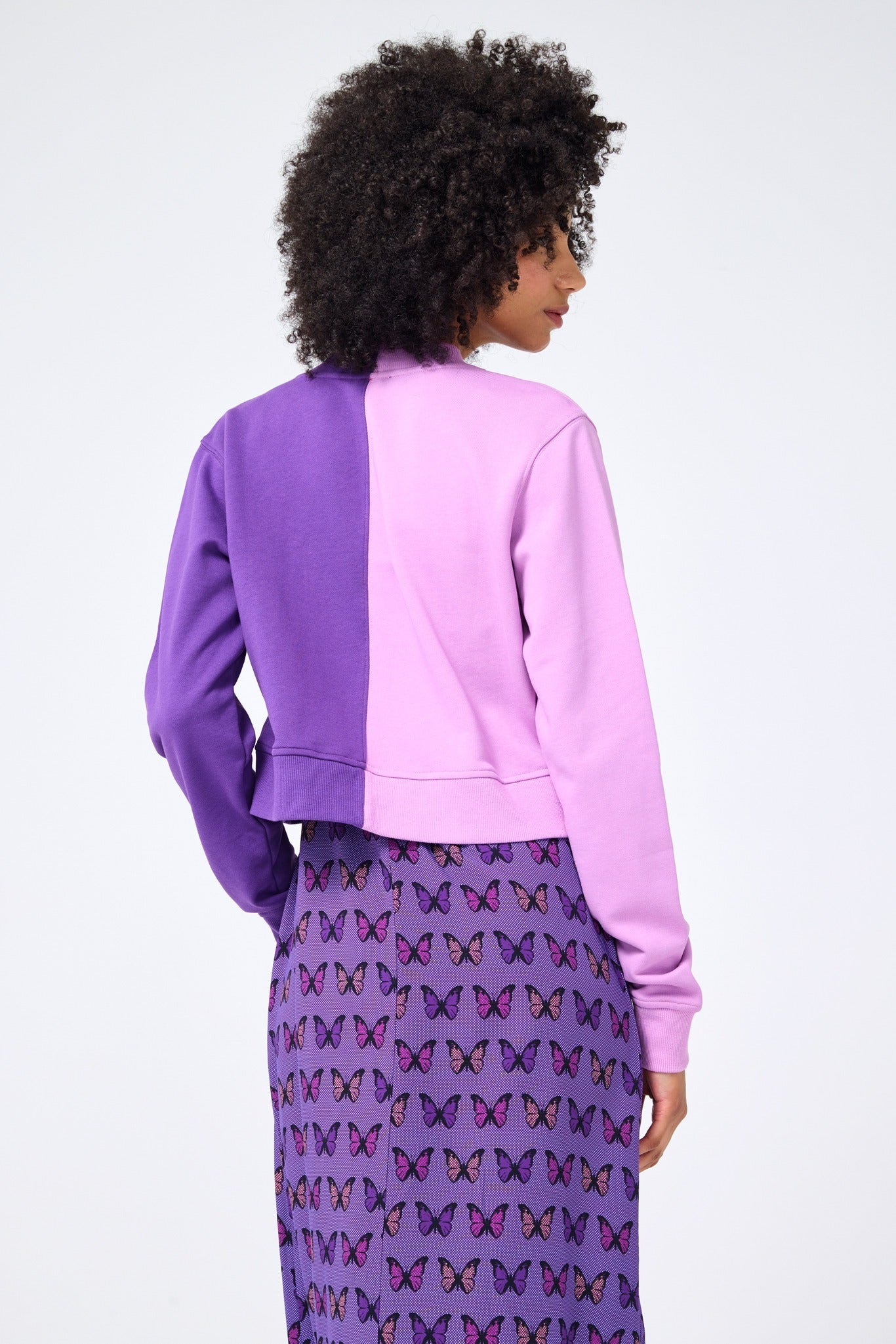 Crop Chili Cardigan in Pixie and Electric Purple