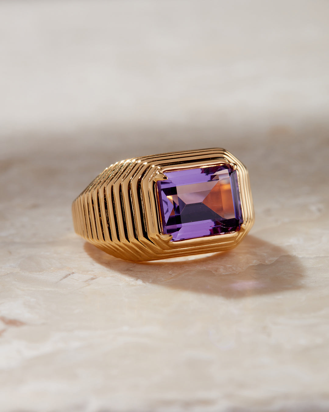 The Caroline Step-Cut Ring- Amethyst - Luv Aj Fine