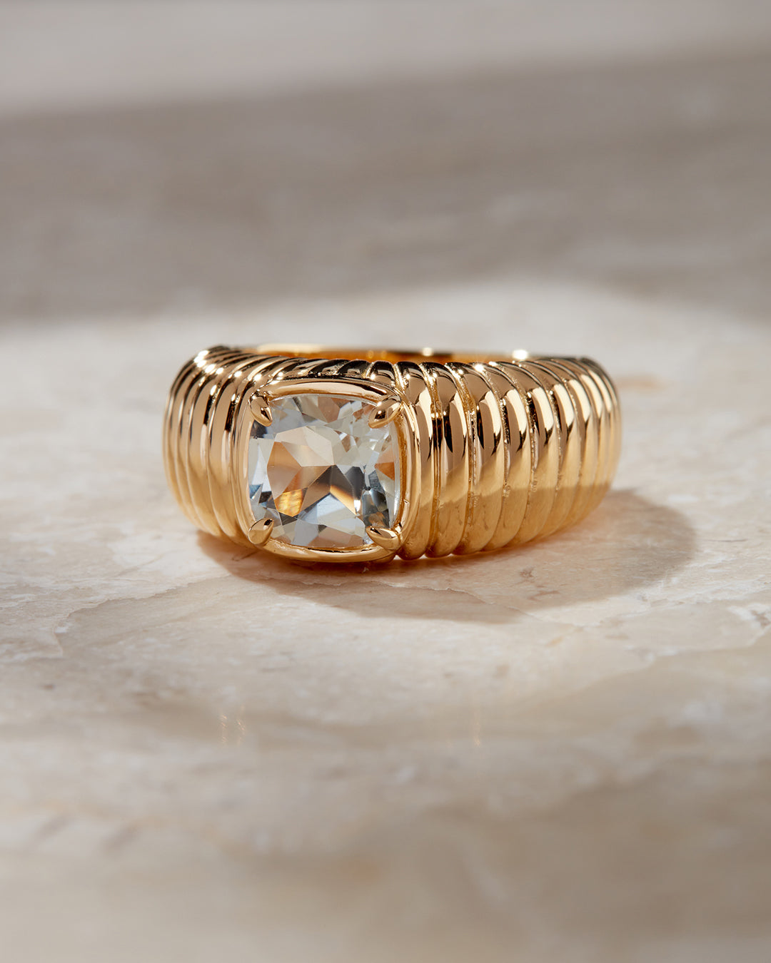 The Elizabeth Cushion Ring- Green Amethyst - Luv Aj Fine