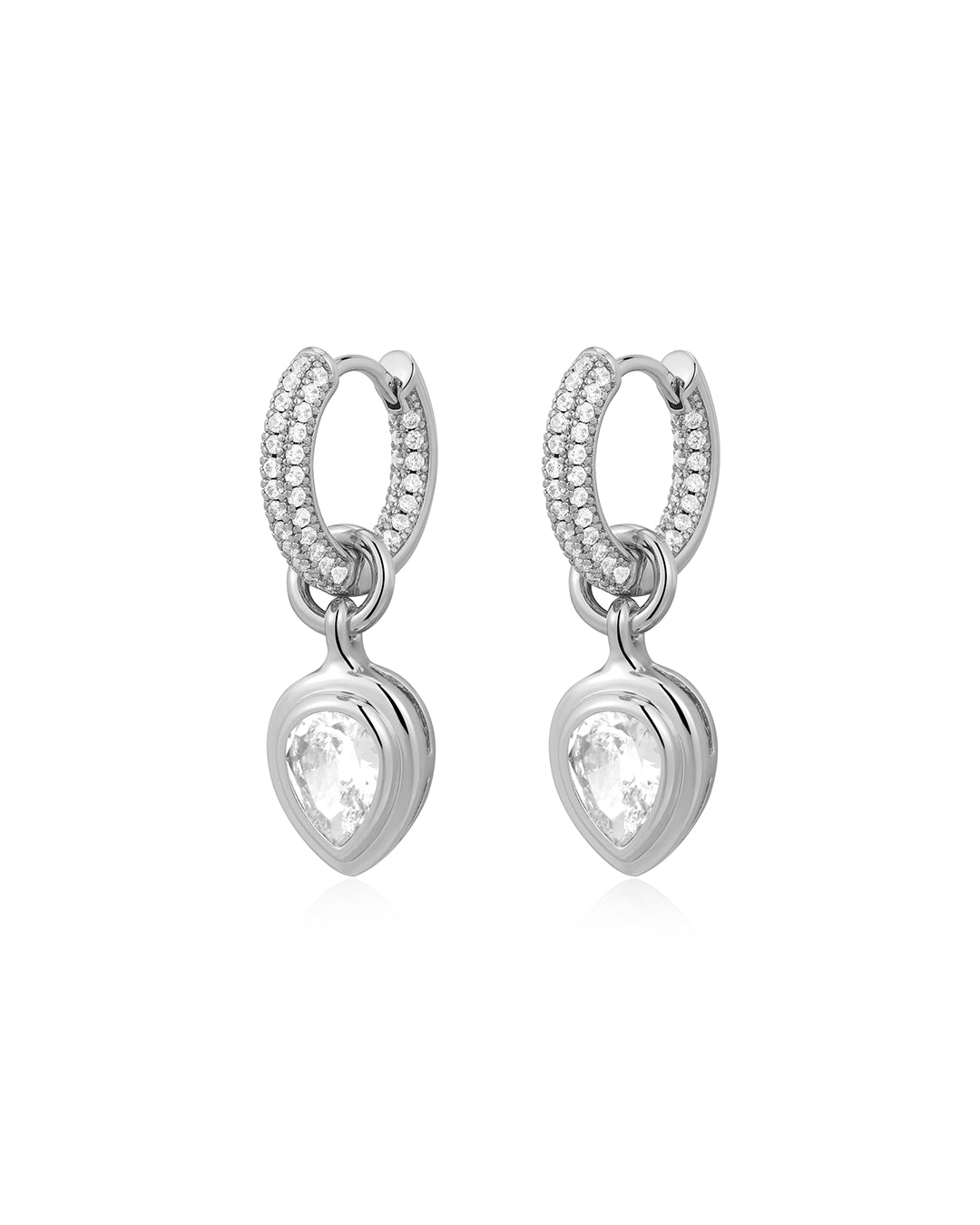 The Pear Double Bezel Charm Huggies