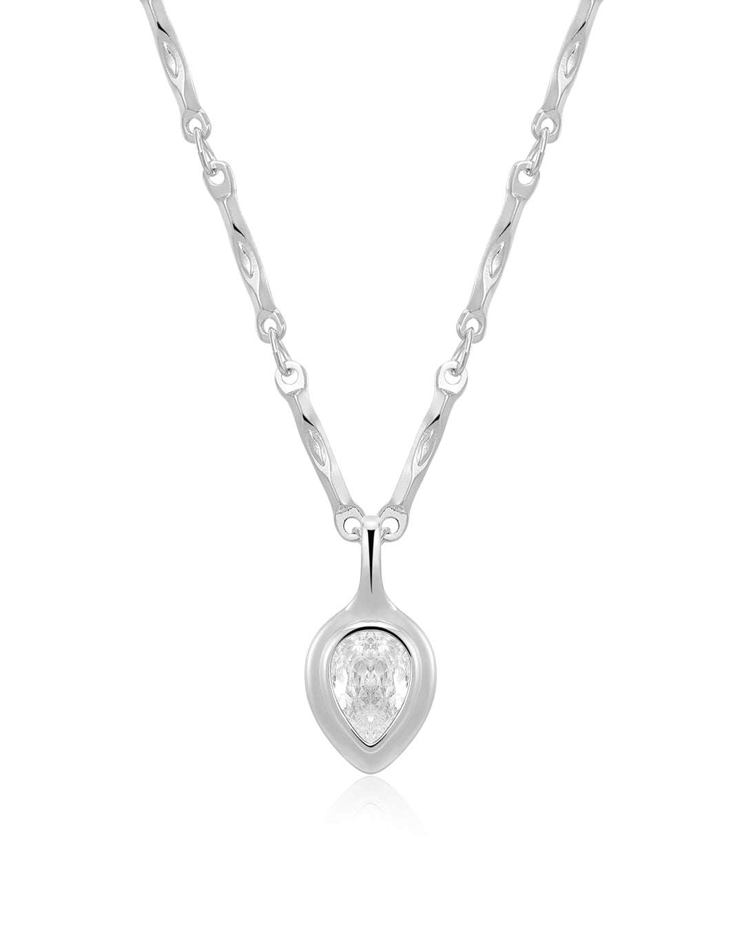 The Pear Double Bezel Charm Necklace