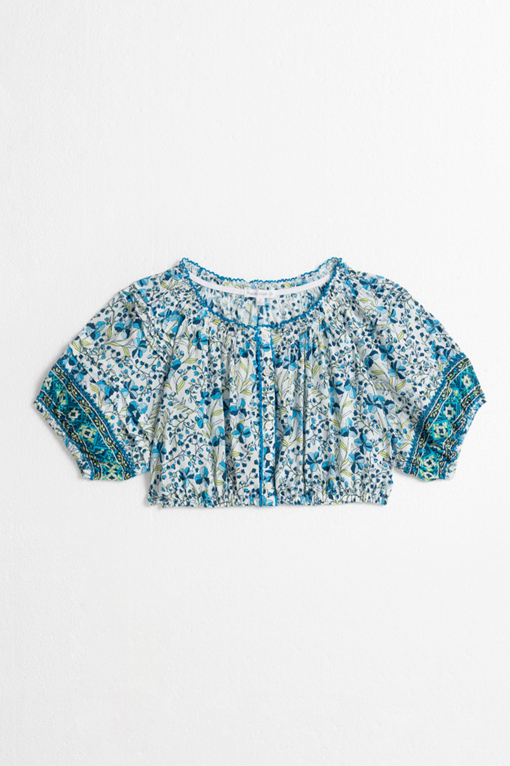 Poupette St Barth - Kids Top Andrea - Blue Mini Jonquille