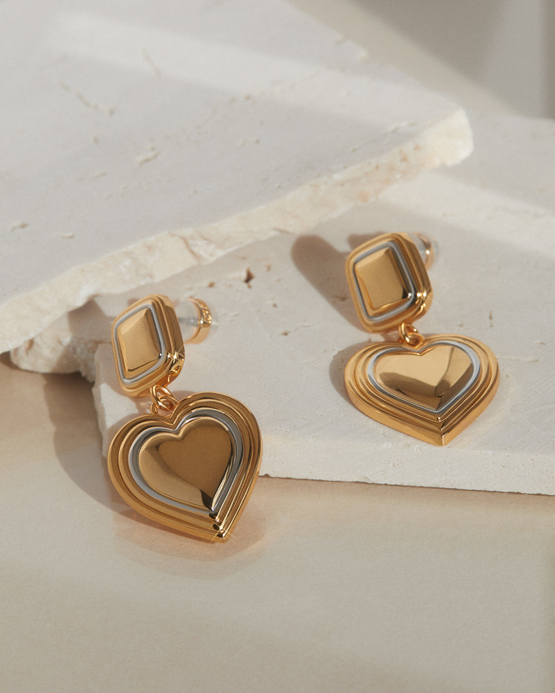 Two-Tone Heart Earrings