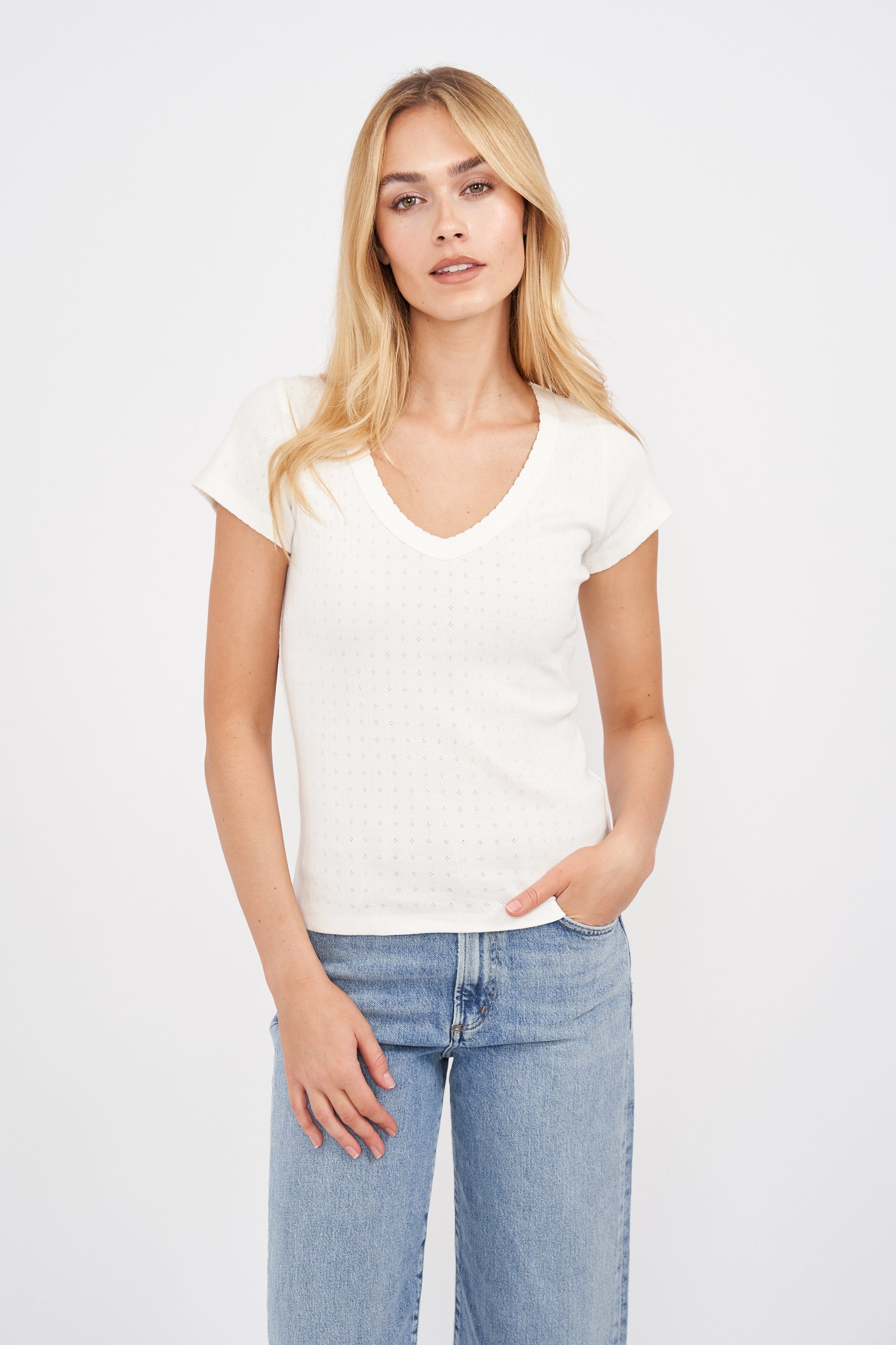 U20 - Florence - Pointelle Vneck Tee
