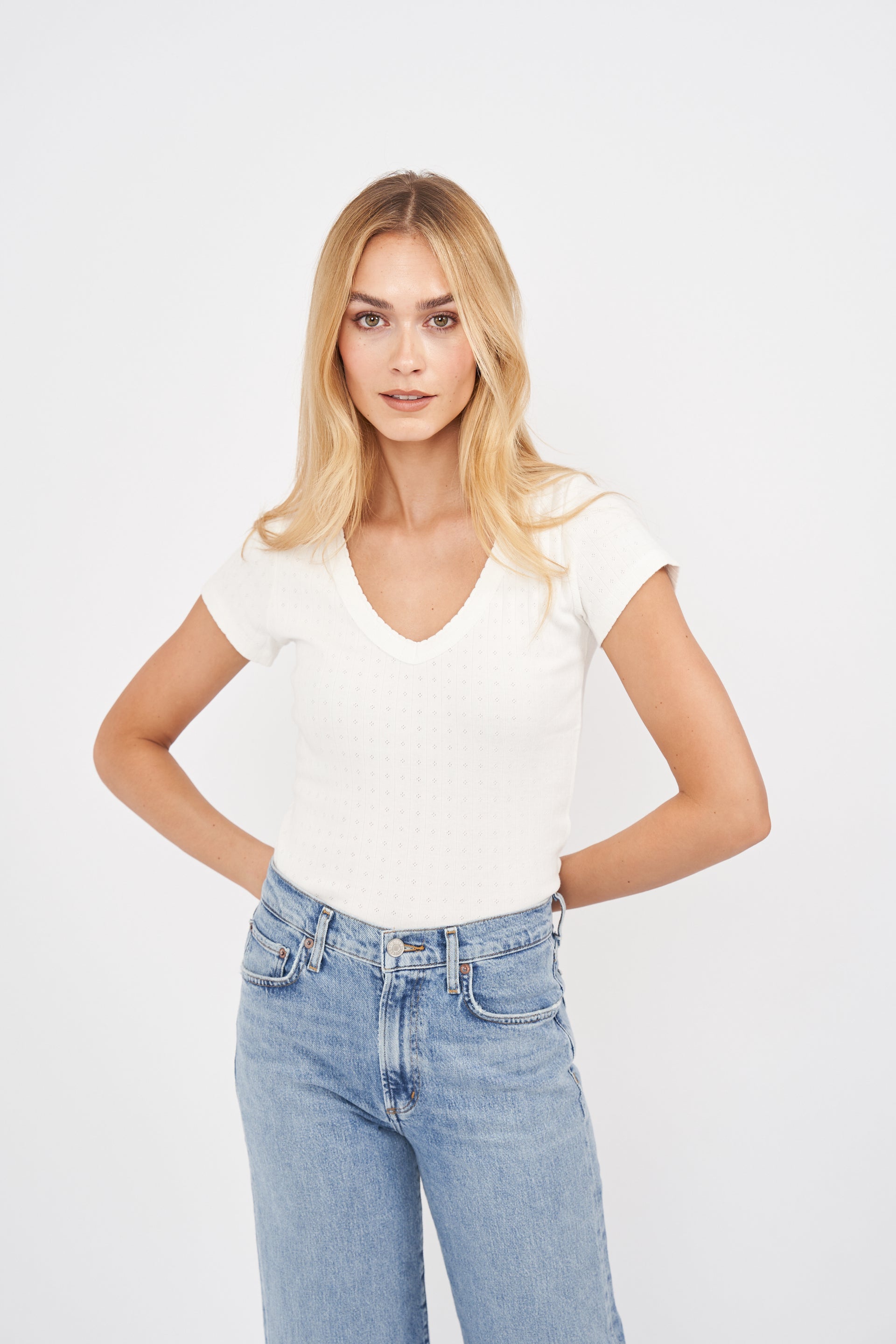 U20 - Florence - Pointelle Vneck Tee
