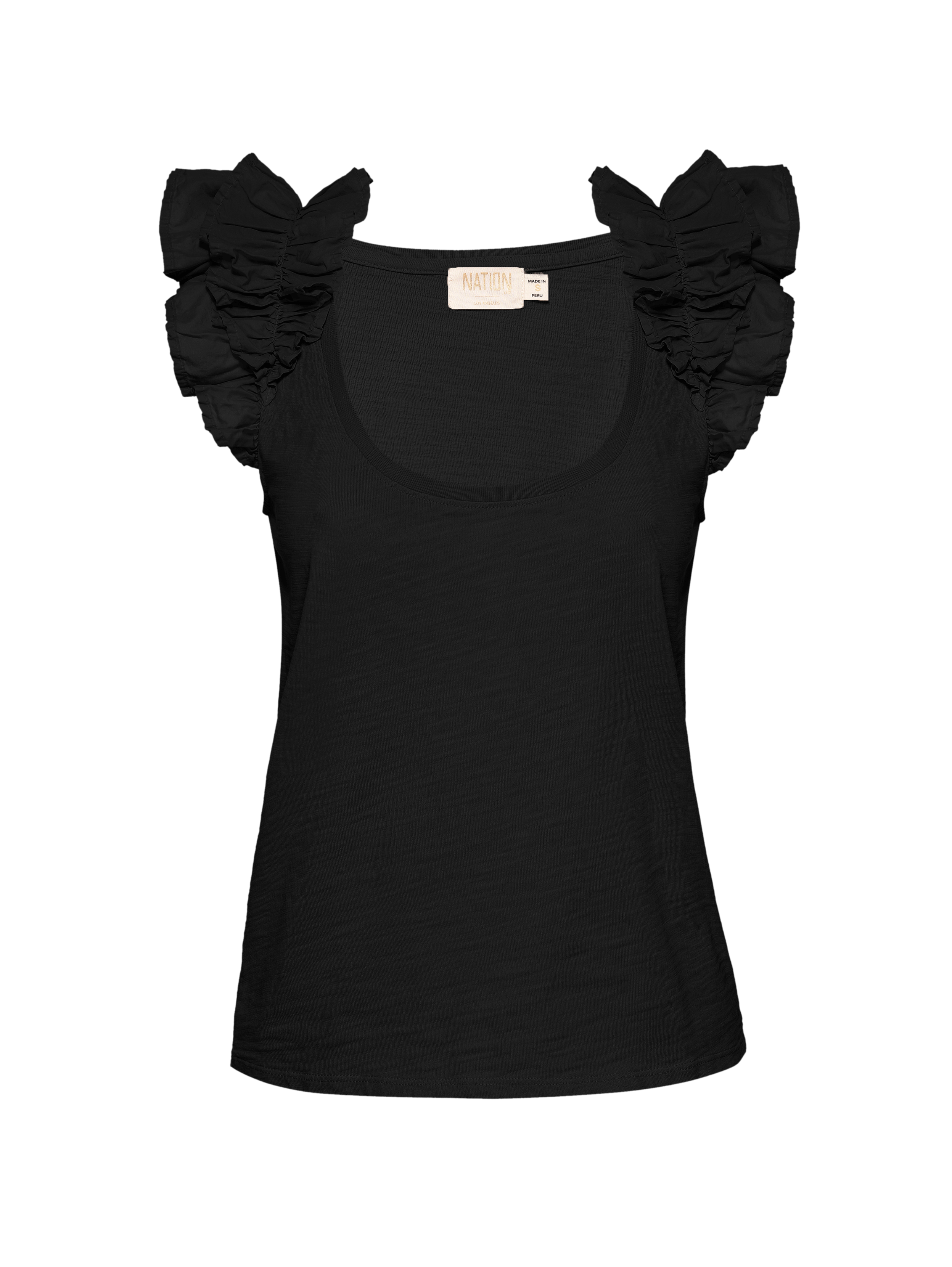 NATION LTD Valentina Scoop Neck Ruffle Sleeve Tank