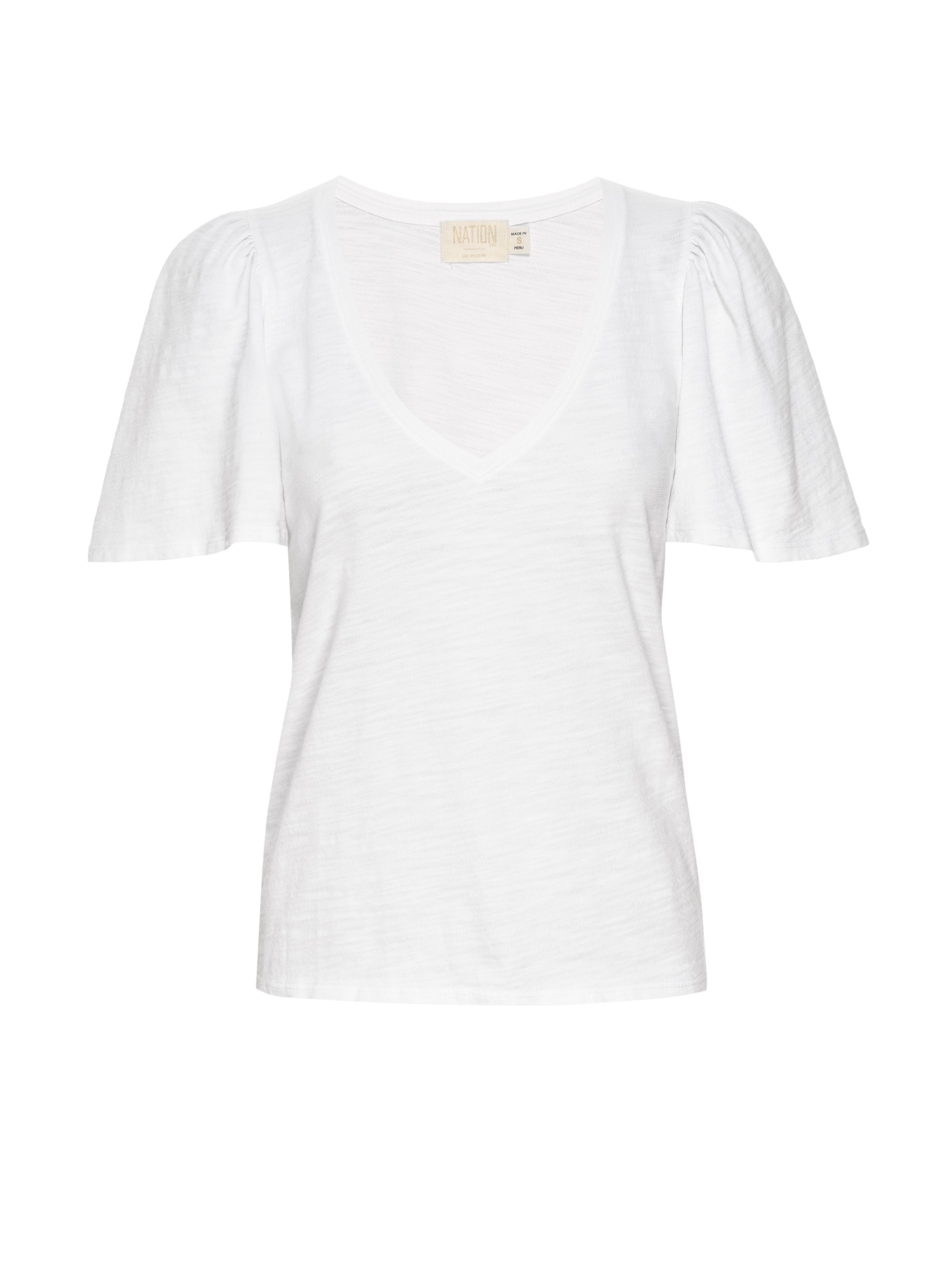 NATION LTD Vicky Flutter Sleeve V Neck Short Sleeve