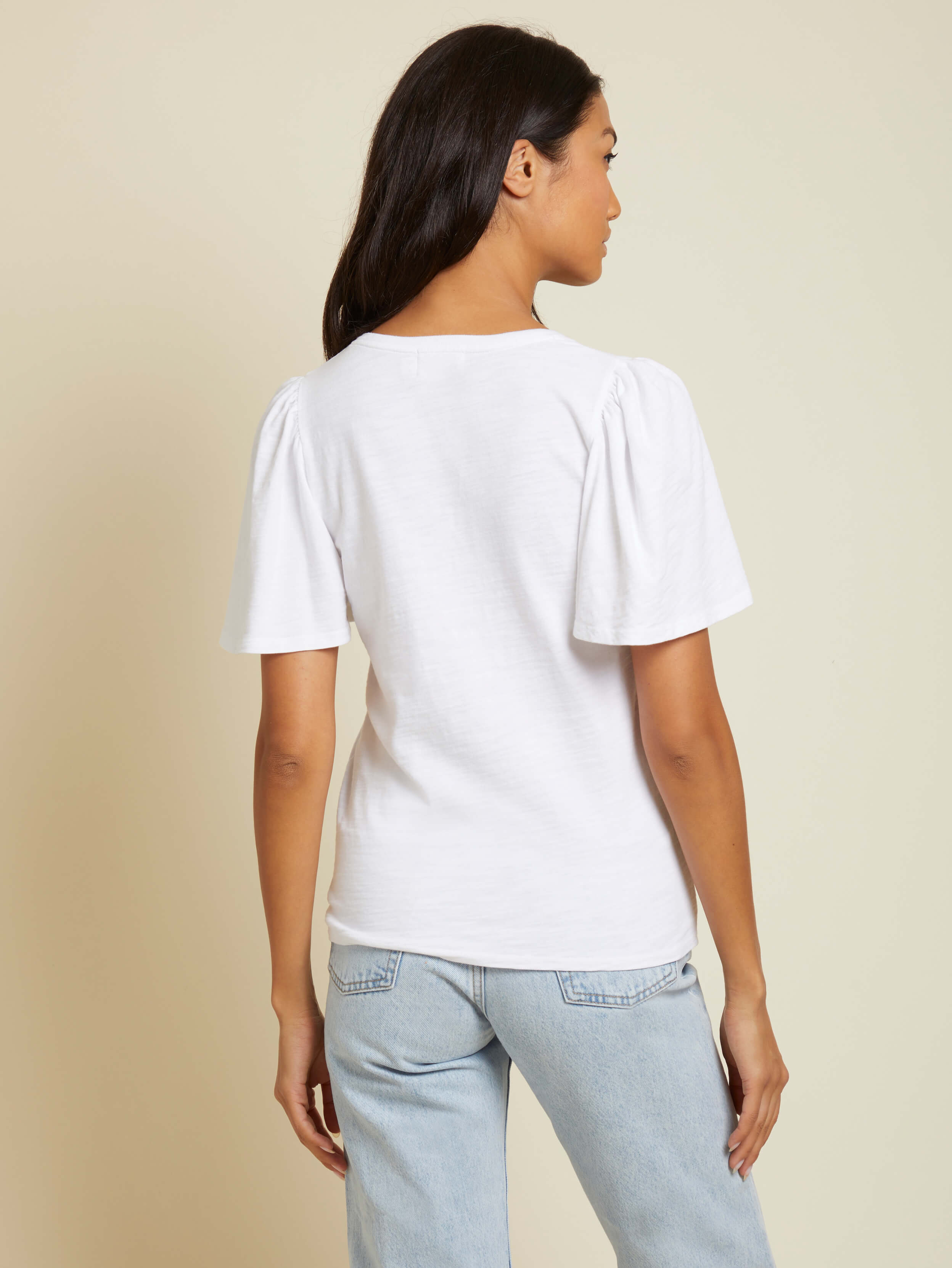 NATION LTD Vicky Flutter Sleeve V Neck Short Sleeve