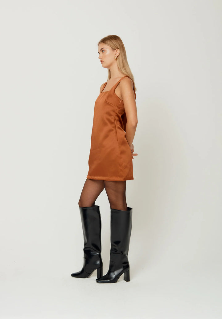 The Mini Satin Shift | Chocolate