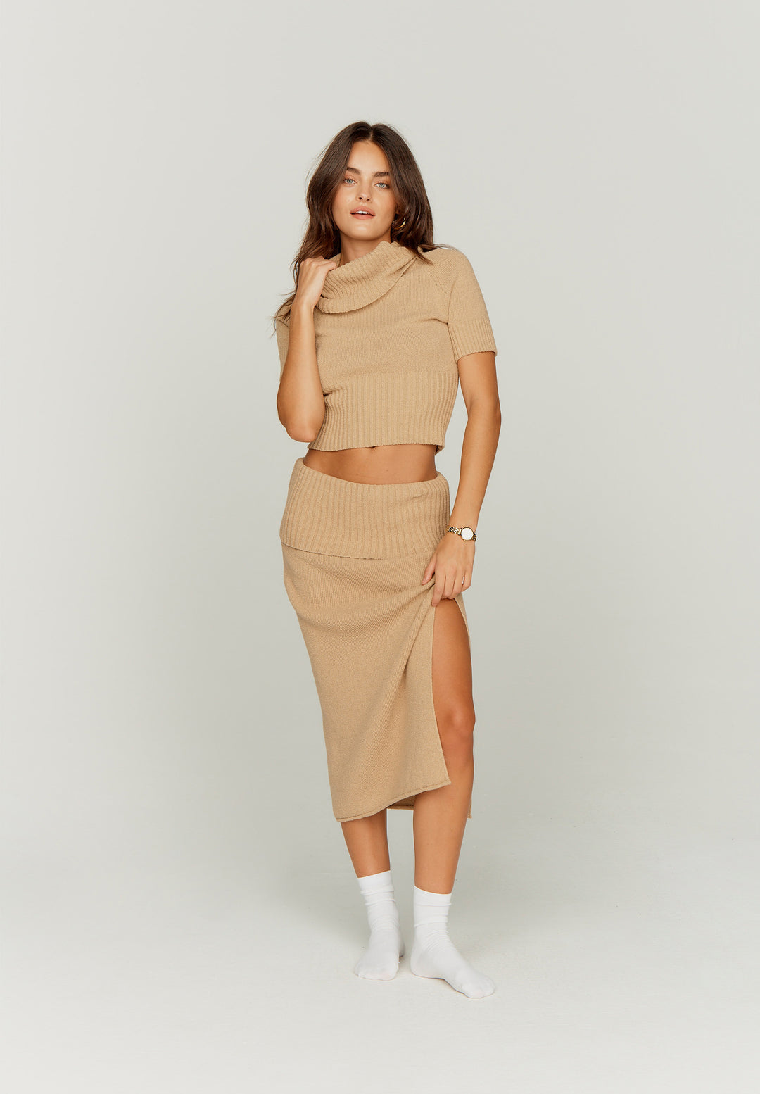 Courtney Towelling Skirt | Tan