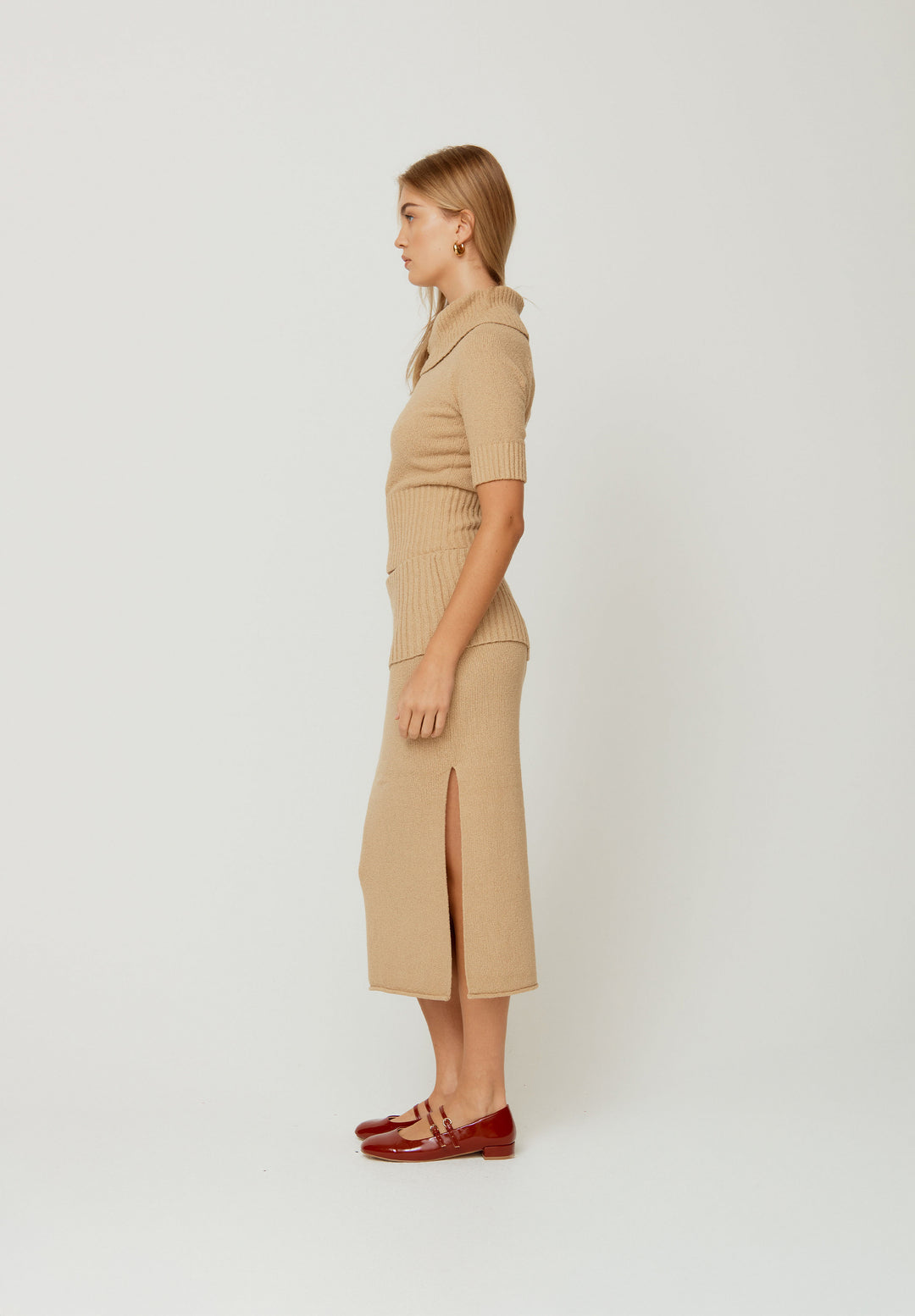 Courtney Towelling Roll Neck | Tan