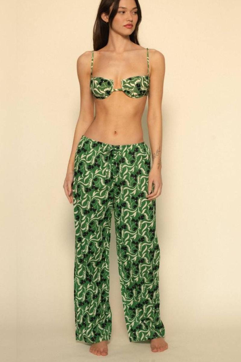 Veronica Floral Drawstring Wide Leg Pant