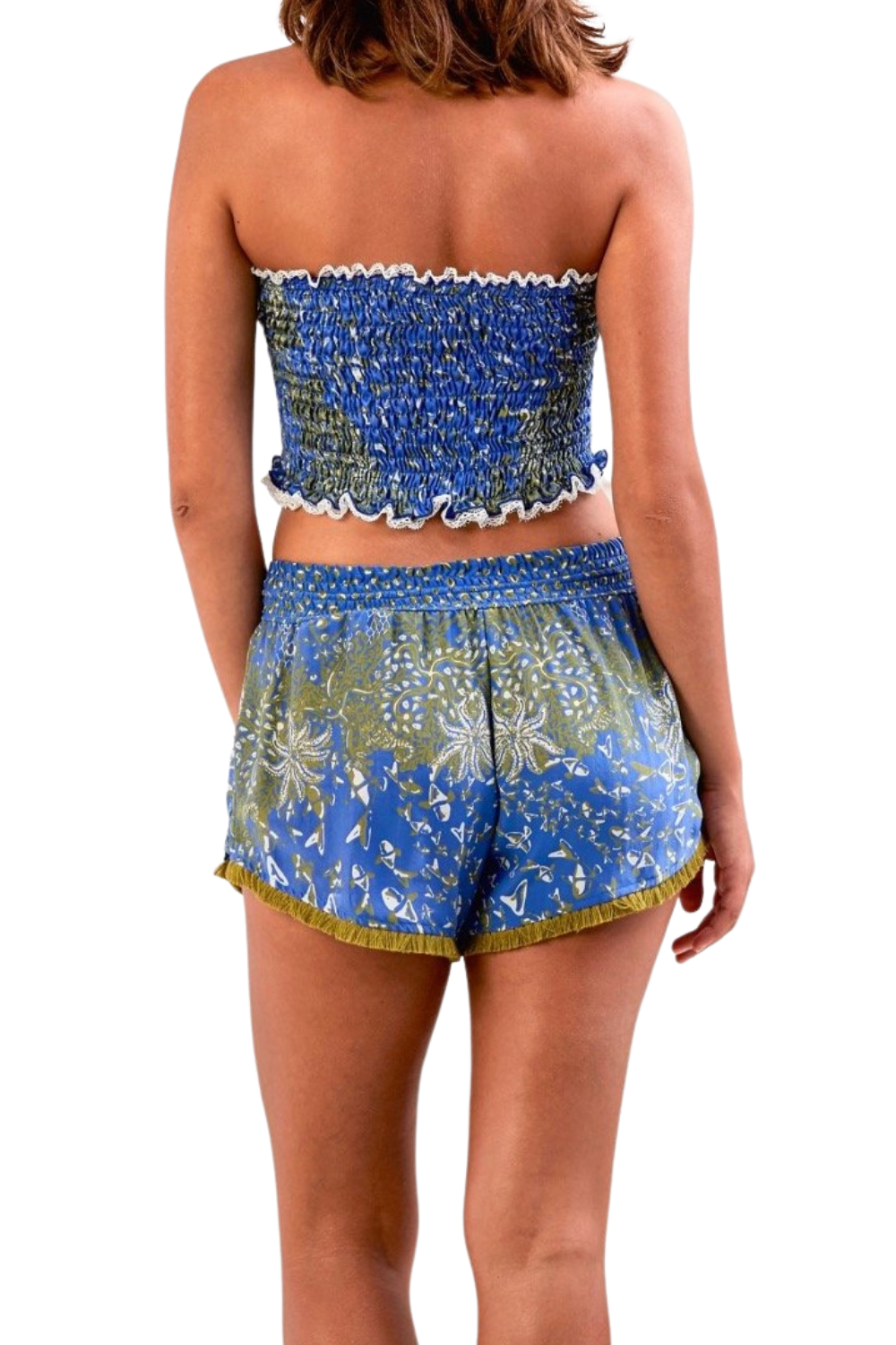 Poupette St Barth - Boxer Short Demi Blue Green Fish Batik Rombo