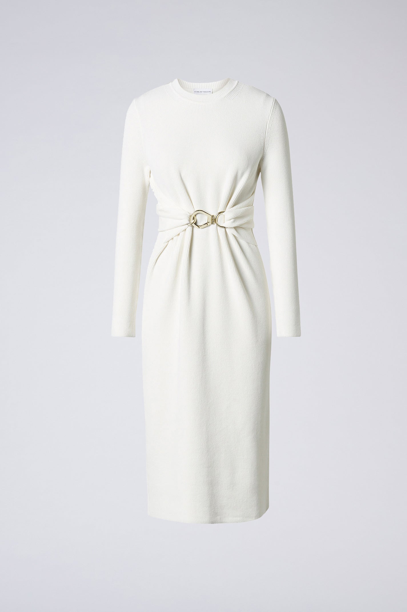 Crepe Knit Belted Dress Cream CREAM - Scanlan Theodore US