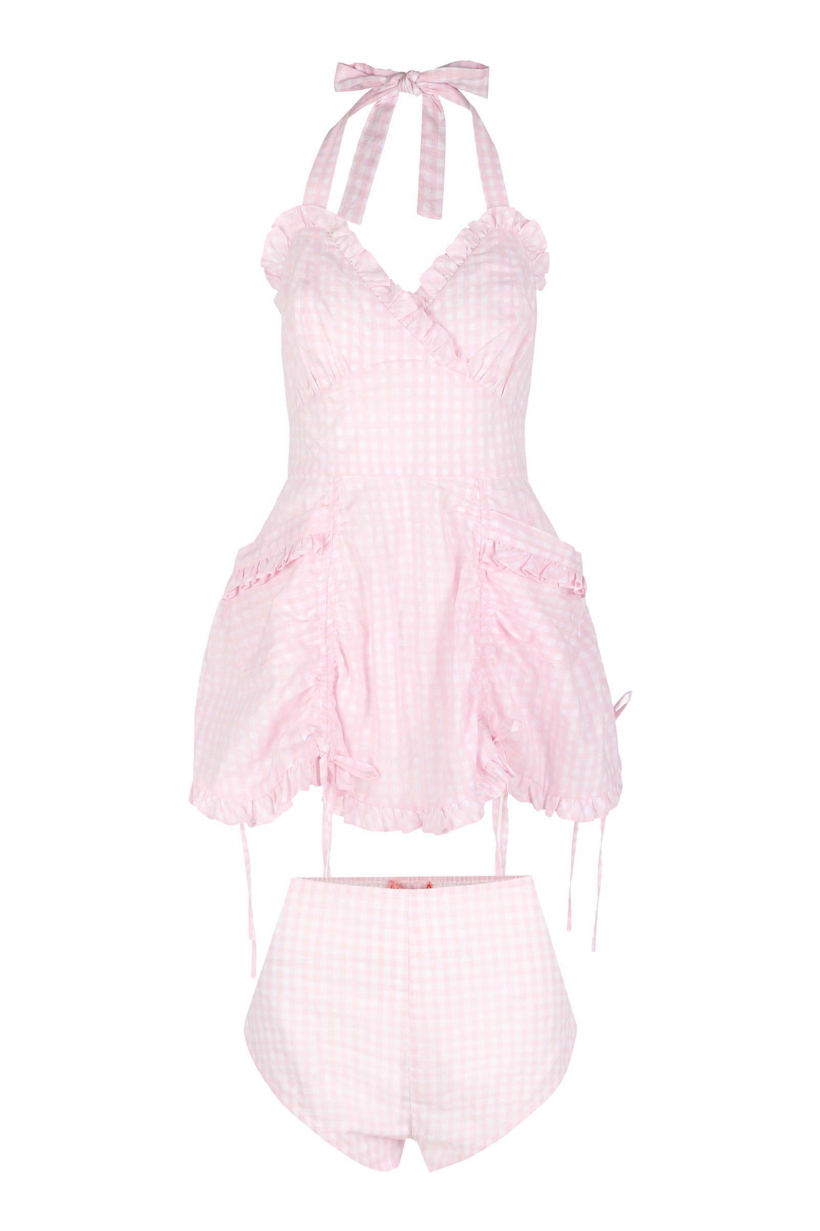 The Pink Gingham Playsuit Set