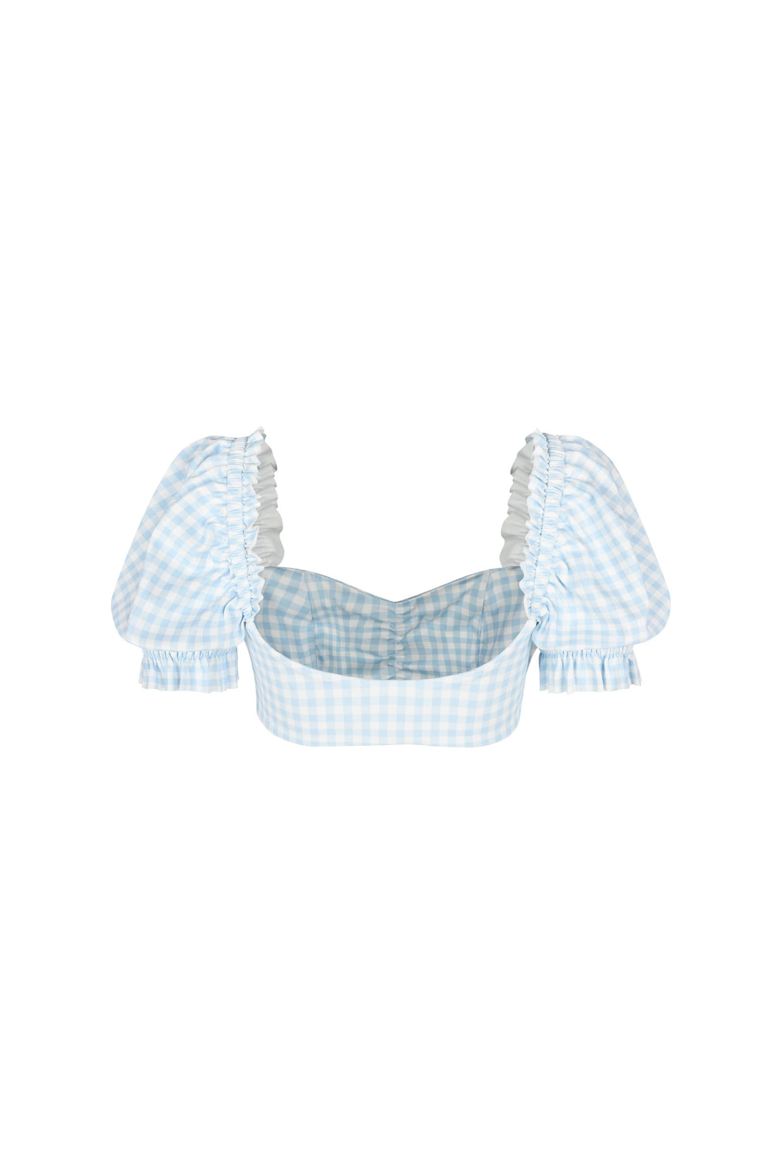 The Blue Gingham Babydoll Bikini Top