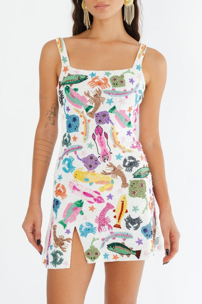 Arizona White Beaded Dress