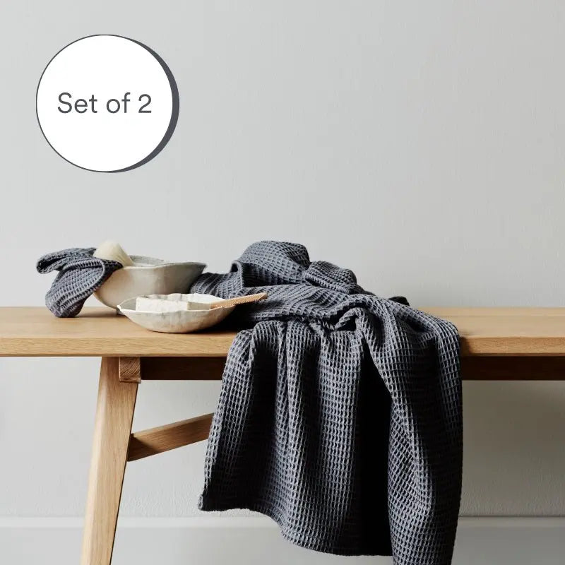 Bamboo Waffle Towels | Slate