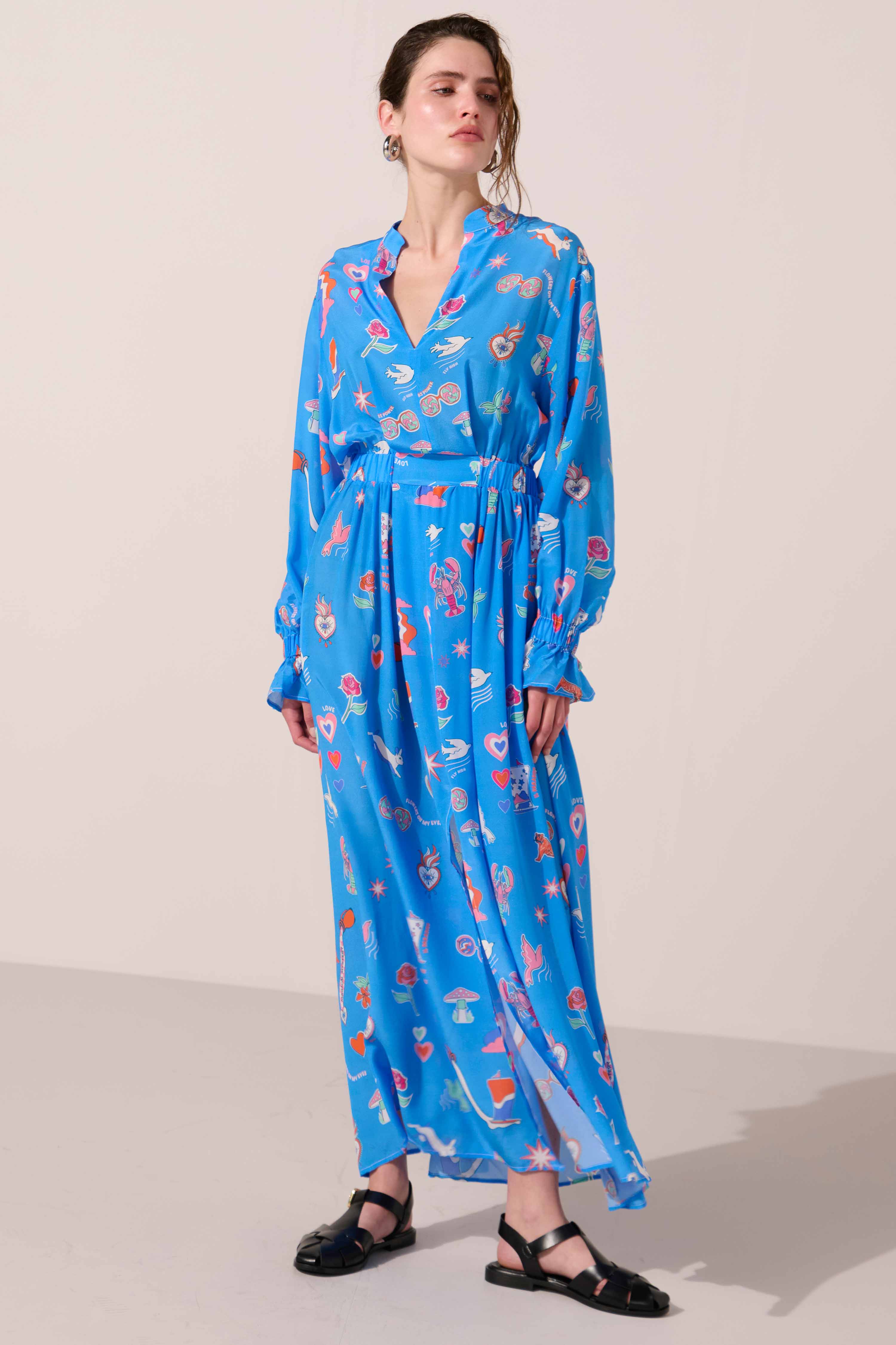 Image of product named white rabbit silk mary jane dress by Paolita London