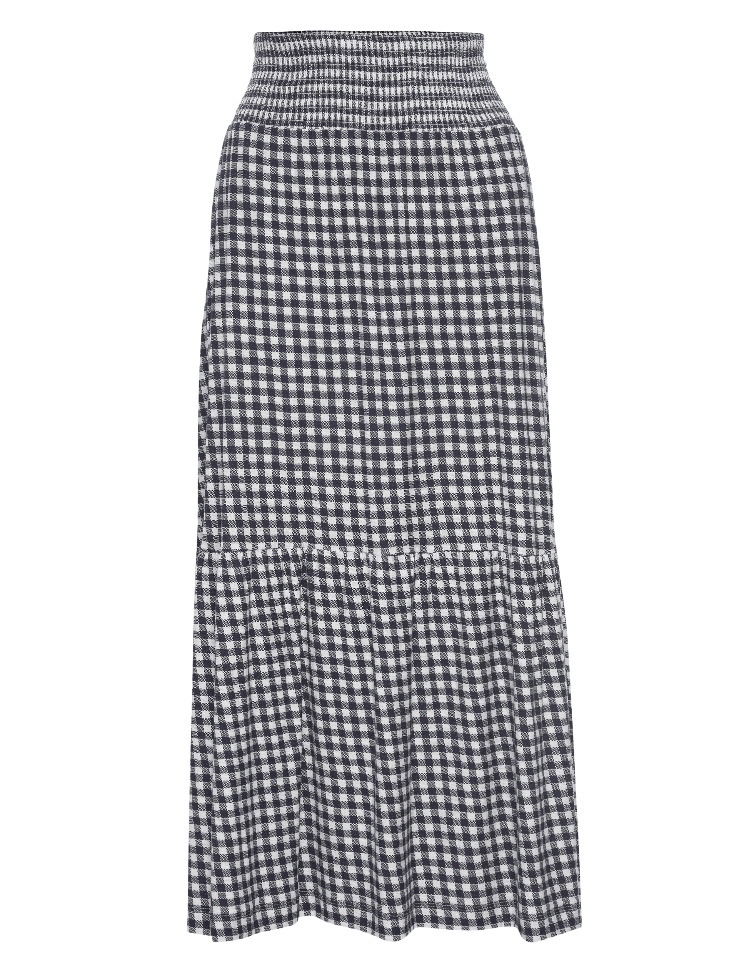 NATION LTD Yasmine Checkered Ruched Midi Skirt