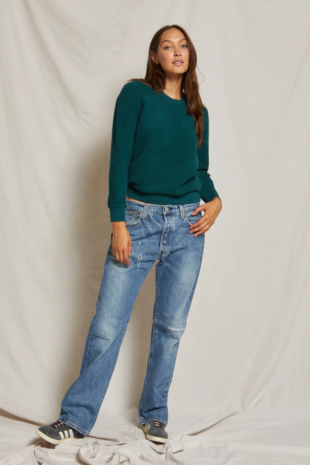 T94 - Ziggy - Inside Out Fleece Long Sleeve Shrunken Crewneck Sweatshirt