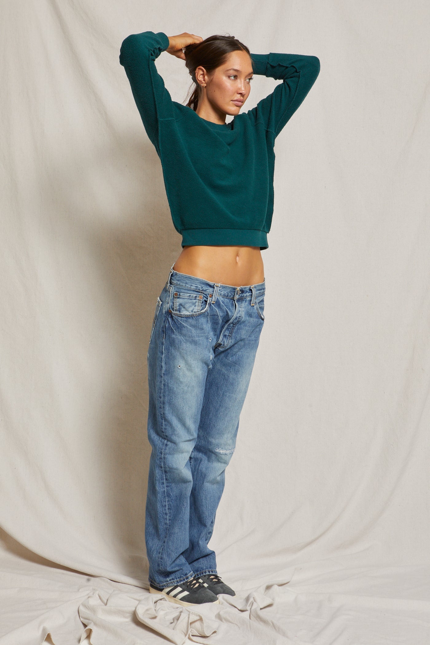 T94 - Ziggy - Inside Out Fleece Long Sleeve Shrunken Crewneck Sweatshirt