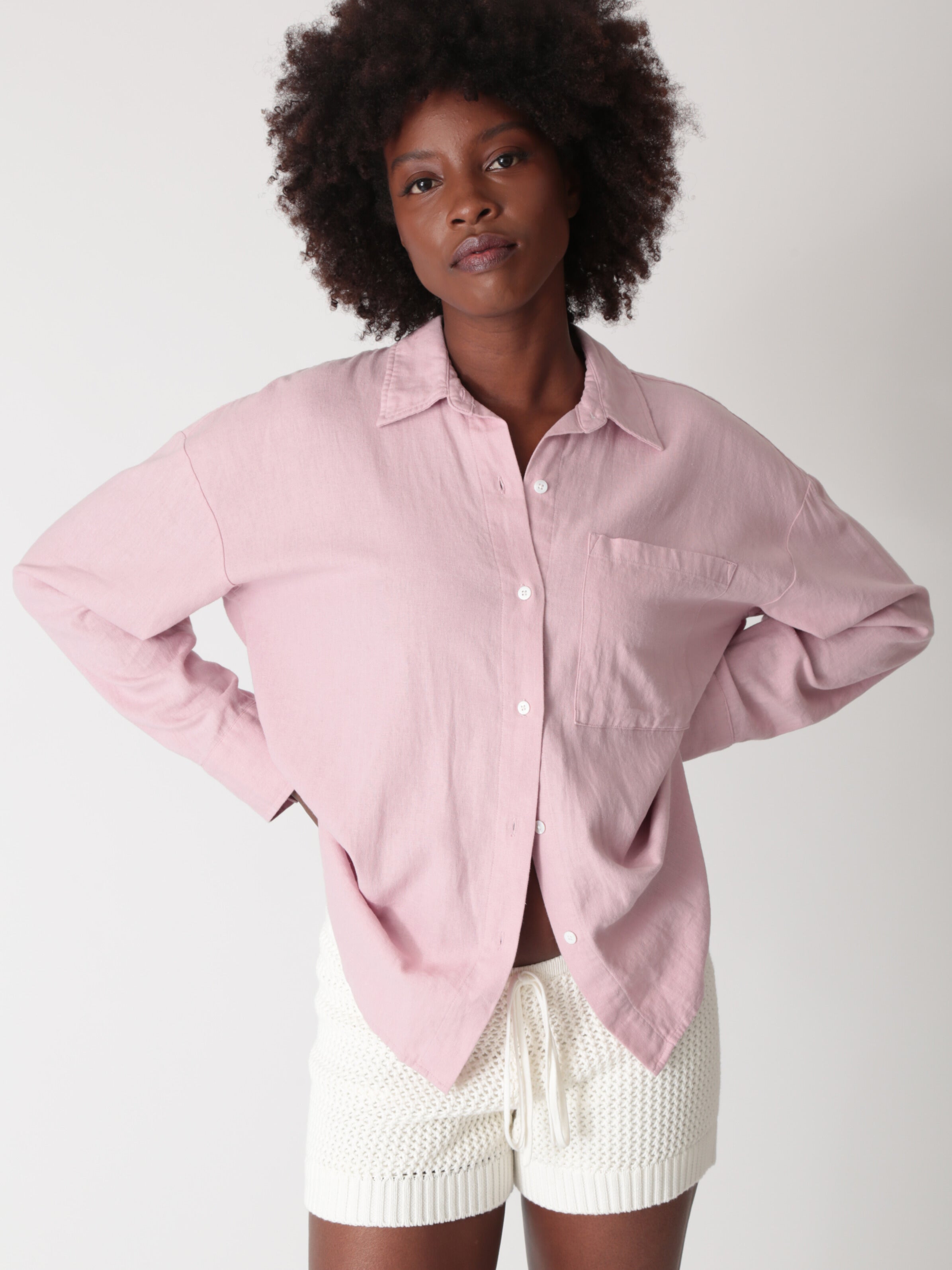 Boyfriend Linen Shirt - Dusty Rose