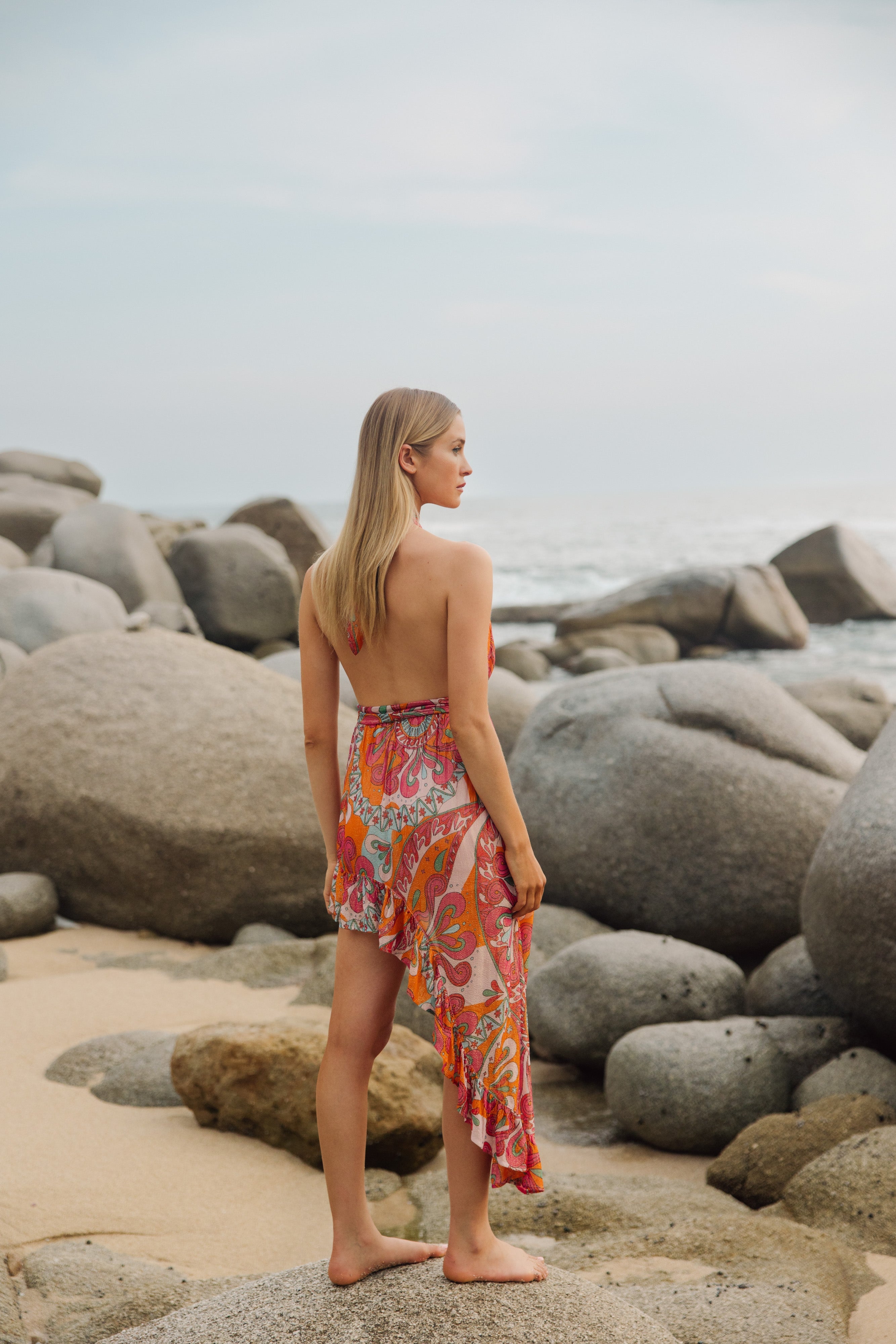 AMINA DRESS MARBELLA HAVANA FRAMBOISE